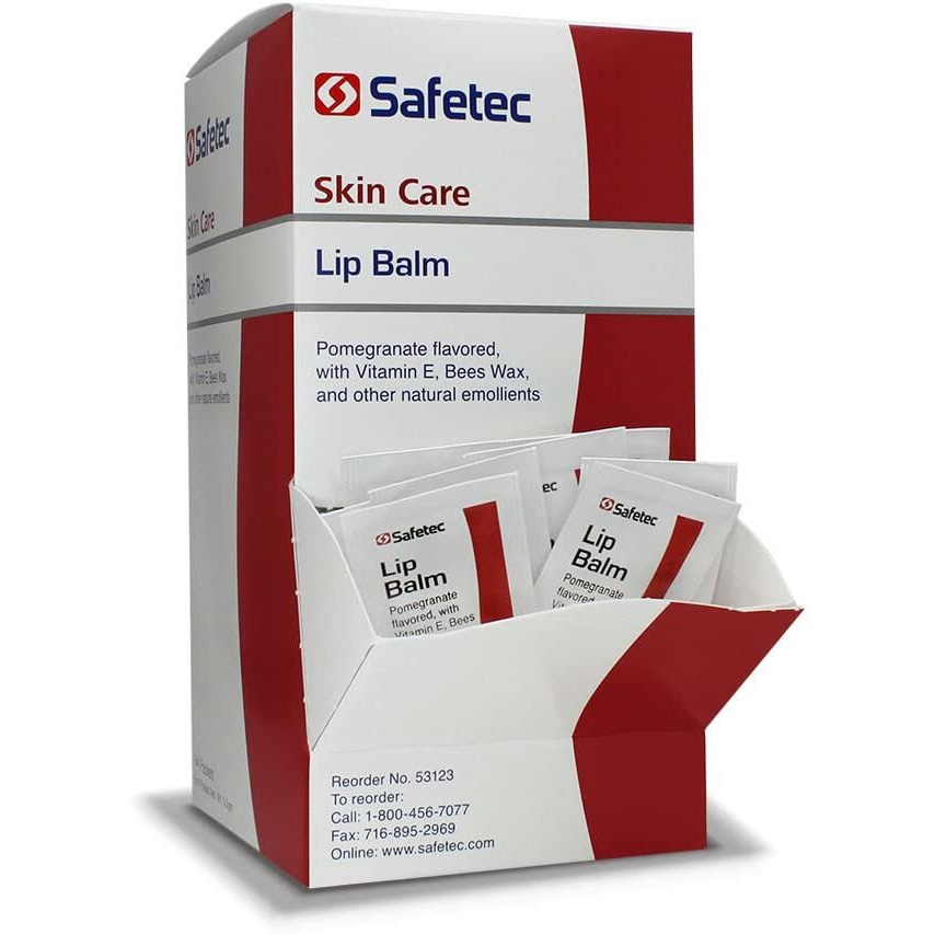 Safetec Lip Balm Pomegranate Flavored - 144 Packets/Box (0.5 Gram Each)