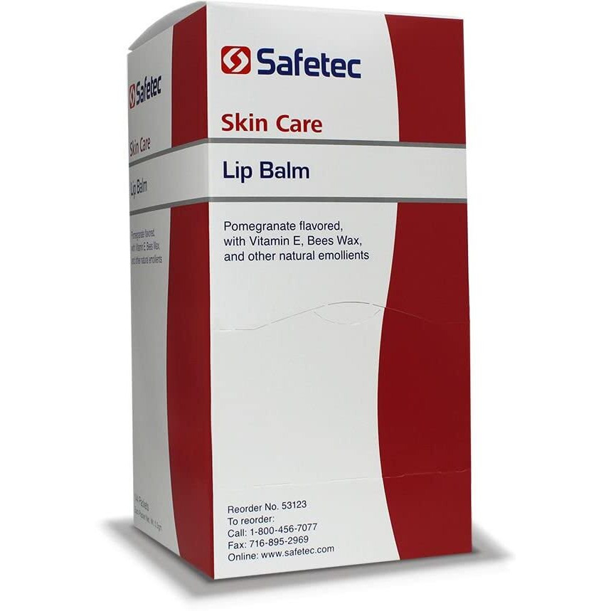 Safetec Lip Balm Pomegranate Flavored - 144 Packets/Box (0.5 Gram Each)