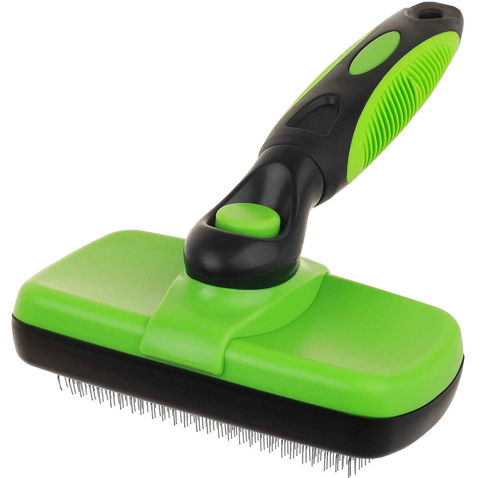 Smartlife Pet Grooming Brush Self Cleaning Slicker Brushes For Dogs And Cats Long & Thick Hair Best Pet Shedding Tool For Grooming Loose Undercoat Tangled Knots & Matted Fur (Green)