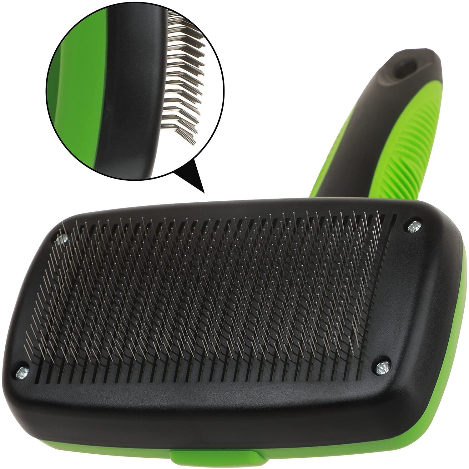 Smartlife Pet Grooming Brush Self Cleaning Slicker Brushes For Dogs And Cats Long & Thick Hair Best Pet Shedding Tool For Grooming Loose Undercoat Tangled Knots & Matted Fur (Green)