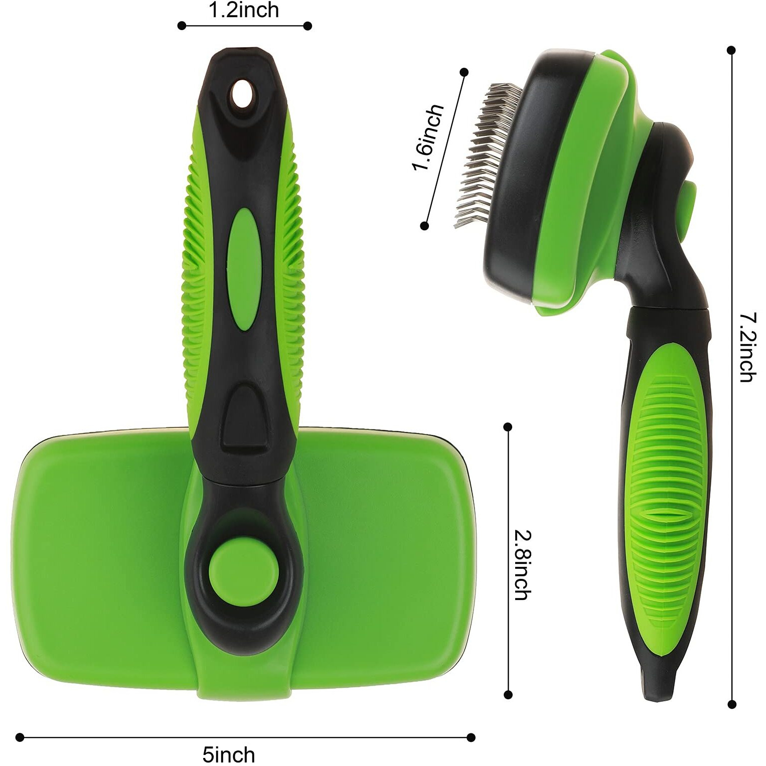 Smartlife Pet Grooming Brush Self Cleaning Slicker Brushes For Dogs And Cats Long & Thick Hair Best Pet Shedding Tool For Grooming Loose Undercoat Tangled Knots & Matted Fur (Green)