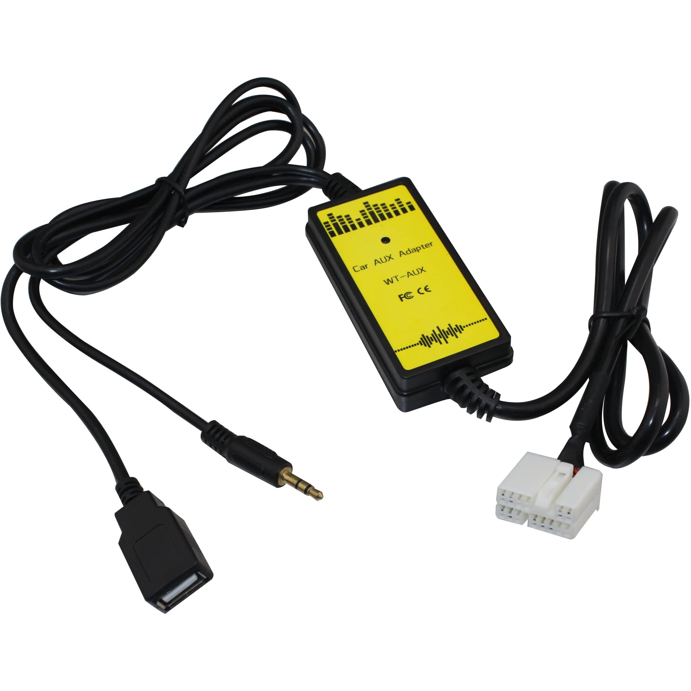 Yongjiangxia Usb Aux Interface Adapter Charge Cable Compatible With Honda Accord Element 2003-2011 Odyssey Crv 2005-2011 Civic Ridgeline Pilot 2006-2011 City 2002-2011 Fit