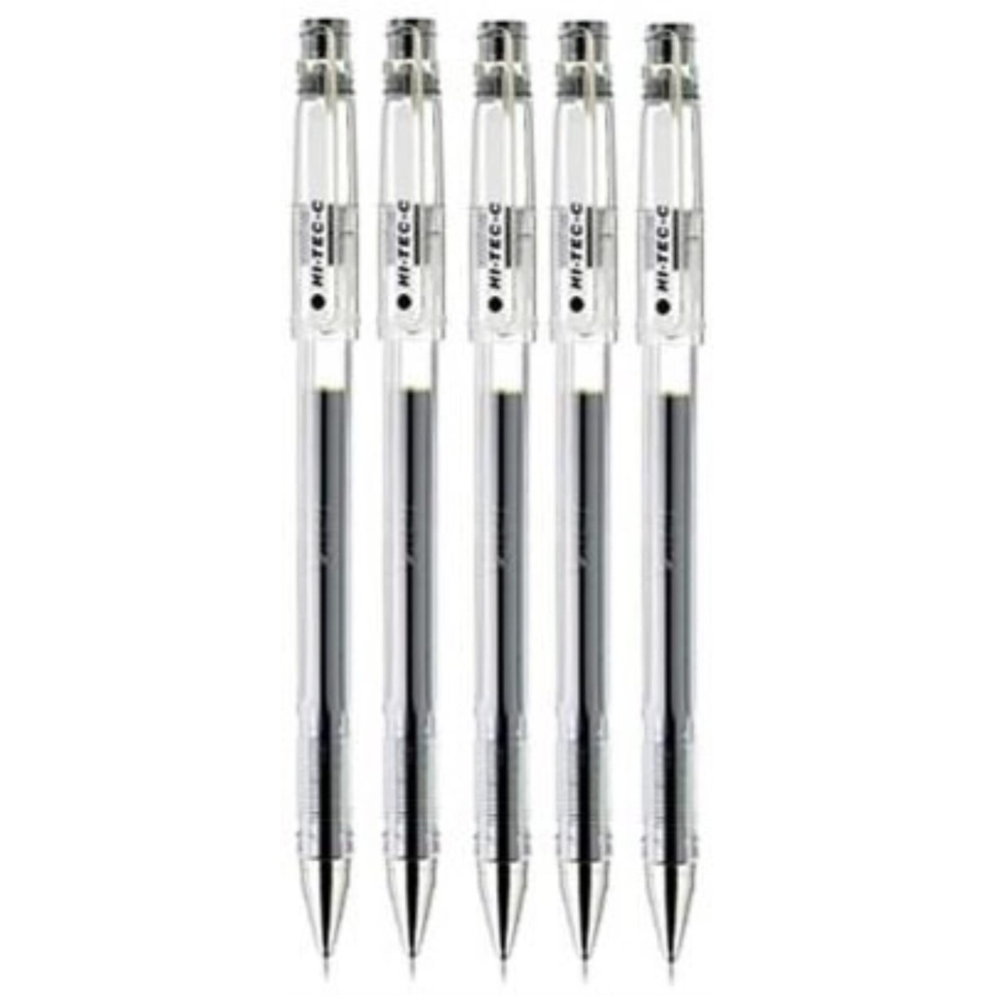 Pilot Hi-Tec-C 05 Gel Ink Pen  Fine Point 0.5Mm  Black Ink  Lh-20C5  Value Set Of 5