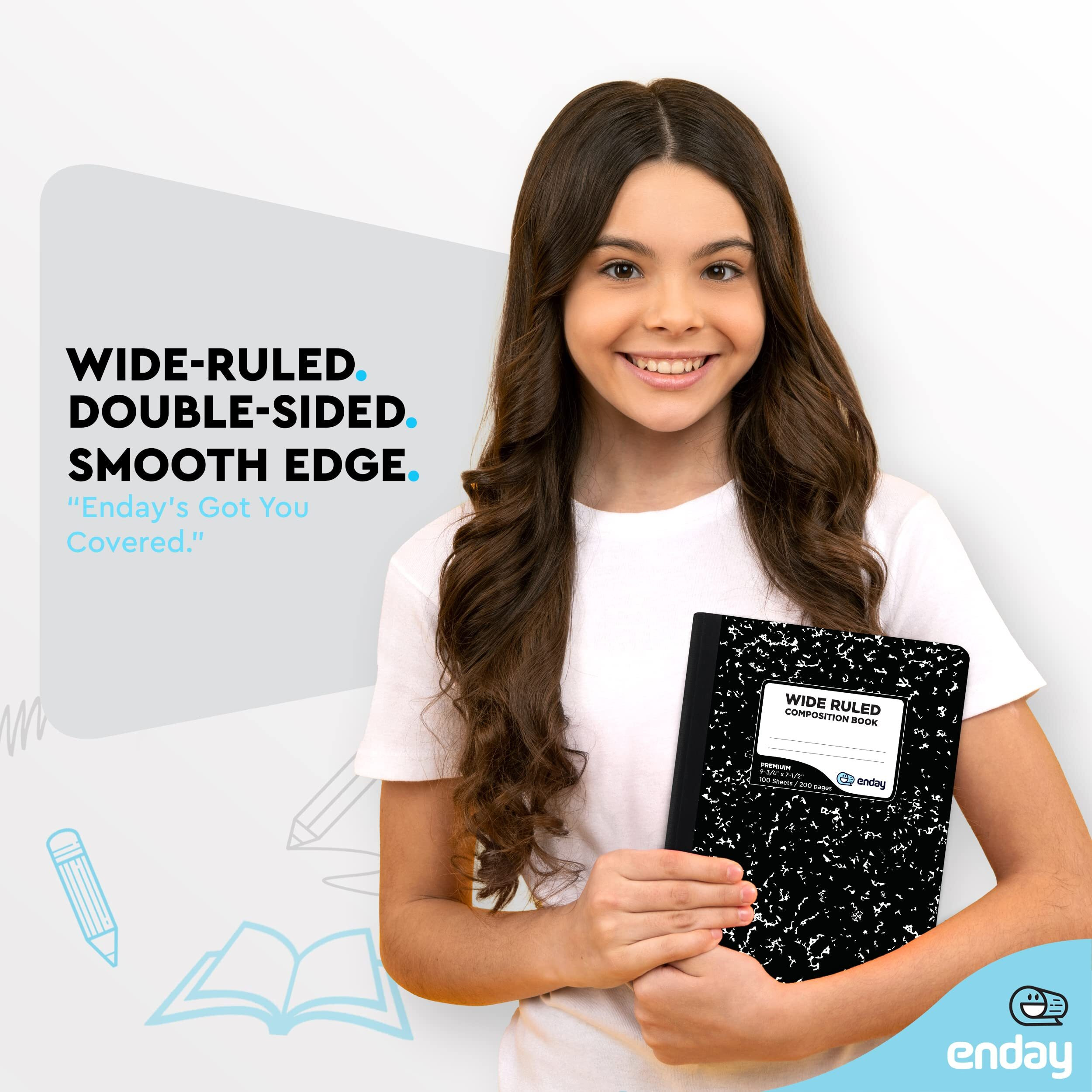 Emraw Marble Composition Notebook Wide Ruled Black And White Composition Books 100 Sheets (2 Pack)