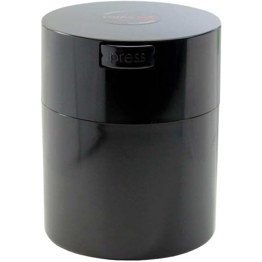 Coffeevac 1/2 Lb - Patented Airtight Container | Multi-Use Vacuum Container Works As Smell Proof Containers For Ground Coffee And Coffee Bean Containers. Black Cap And Body