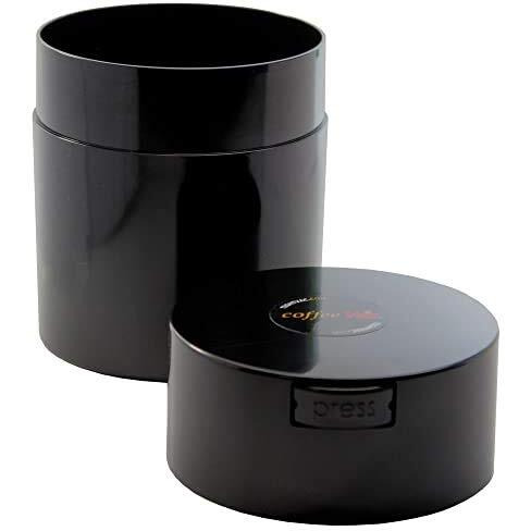 Coffeevac 1/2 Lb - Patented Airtight Container | Multi-Use Vacuum Container Works As Smell Proof Containers For Ground Coffee And Coffee Bean Containers. Black Cap And Body