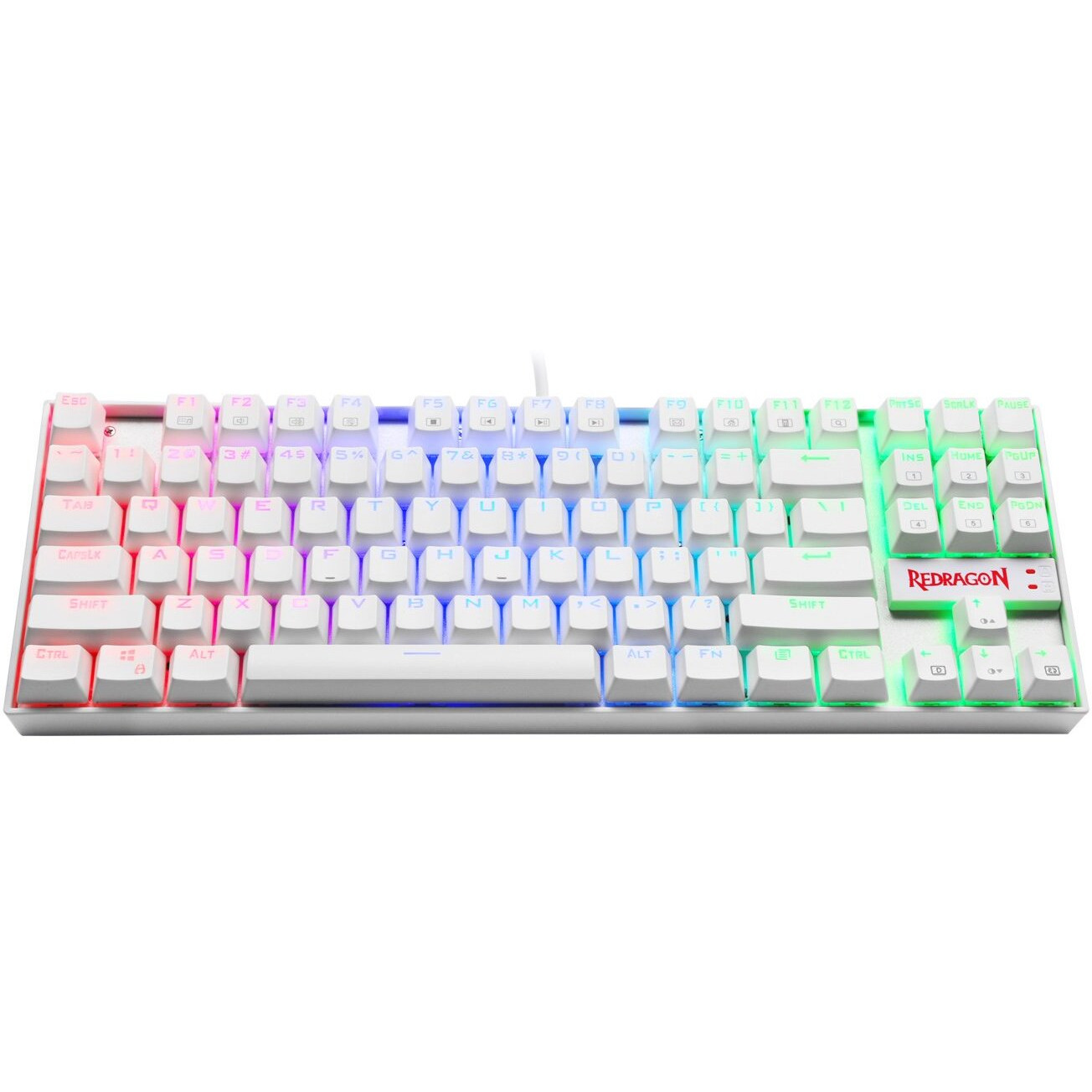 Redragon K552 Mechanical Gaming Keyboard 60% Compact 87 Key Kumara Wired Cherry Mx Blue Switches Equivalent For Windows Pc Gamers (Rgb Backlit White)