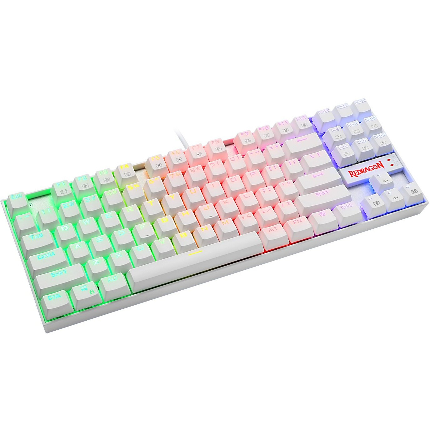 Redragon K552 Mechanical Gaming Keyboard 60% Compact 87 Key Kumara Wired Cherry Mx Blue Switches Equivalent For Windows Pc Gamers (Rgb Backlit White)
