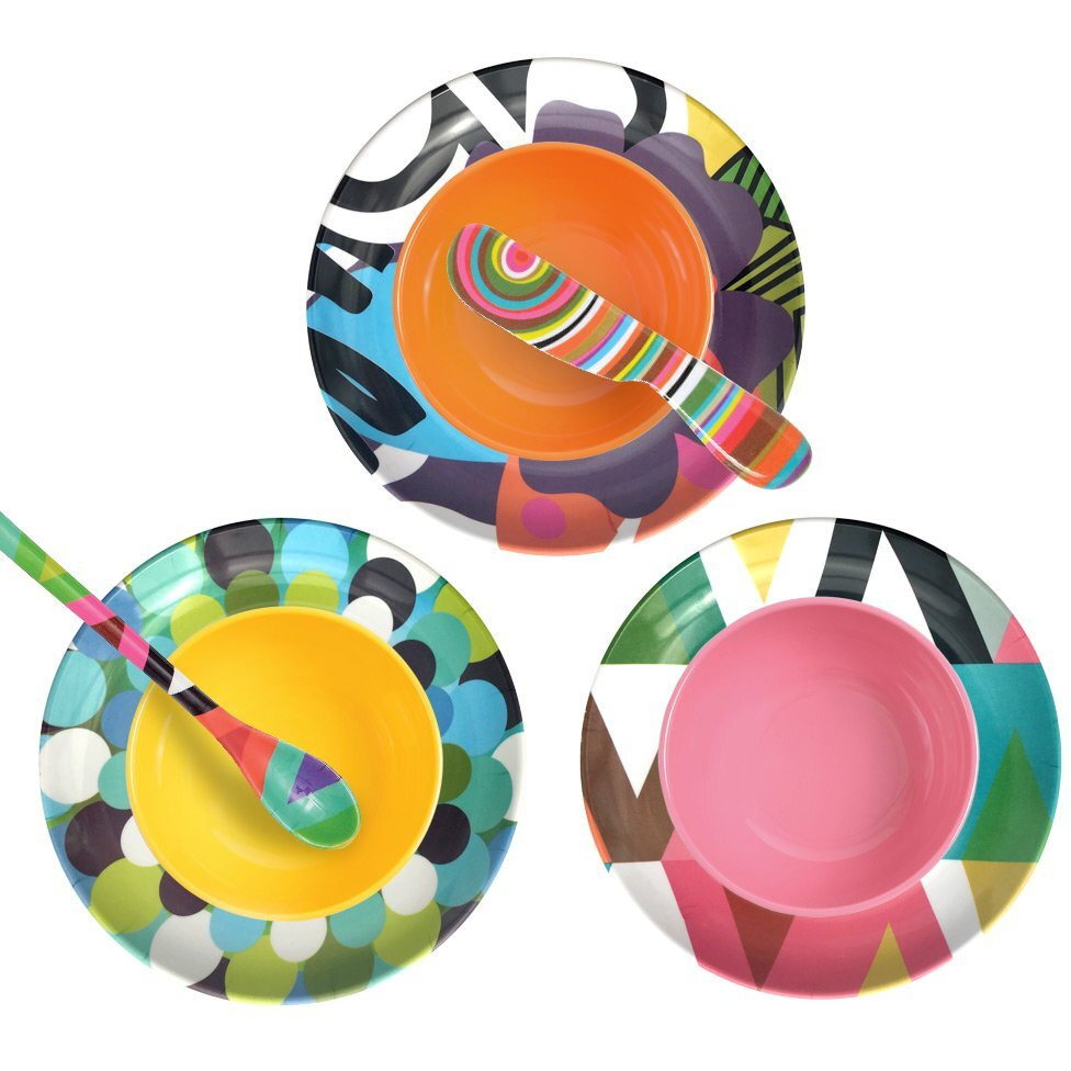 French Bull Melamine Assorted Plates-6 Piece Set -Melamine Dinnerware-Platter  Serving  Party  Platter  Dish (6"" Appetizer Plate  Assorted)