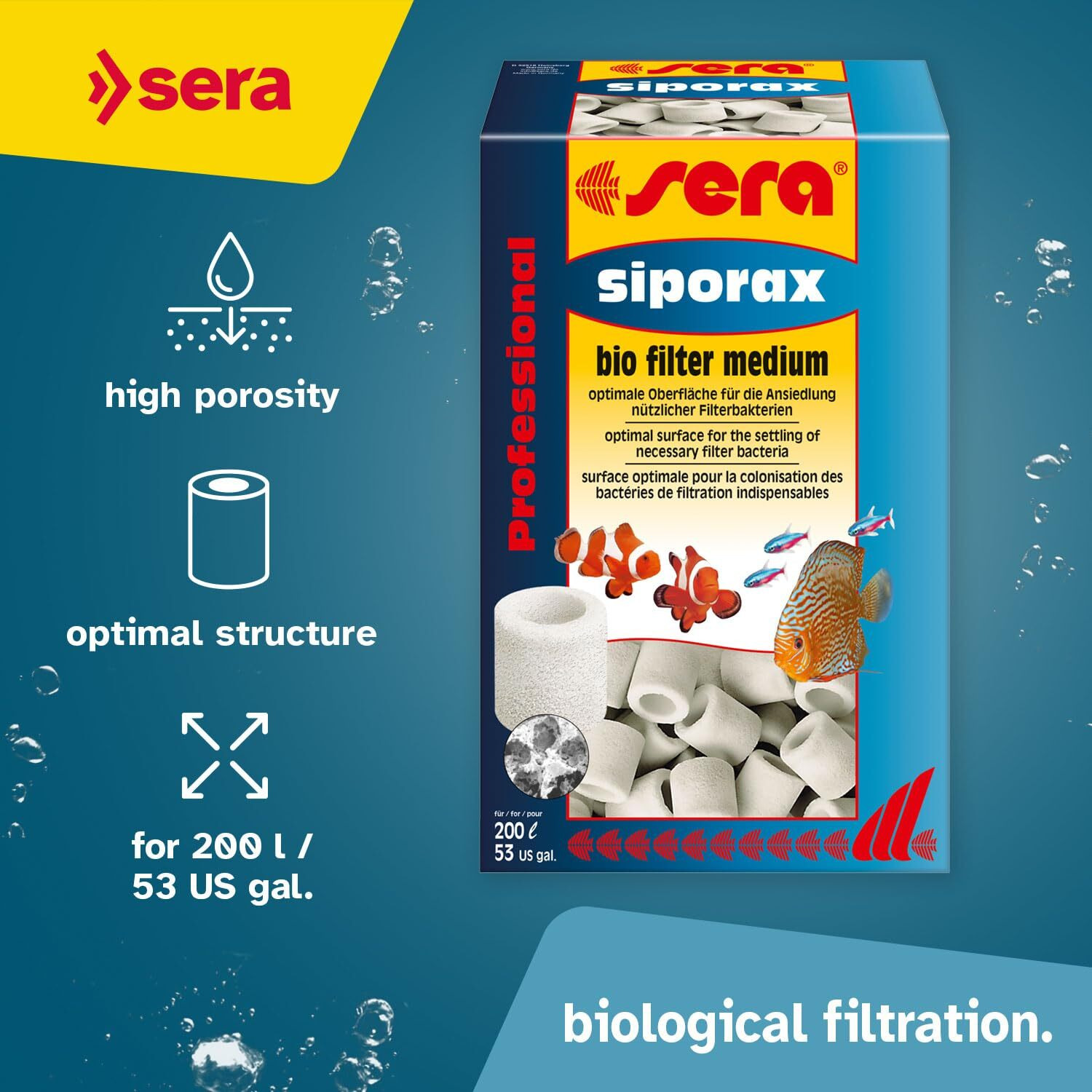 Sera Siporax Professional 15 Mm 1  000 Ml  10.2 Oz. Aquarium Filter Accessories