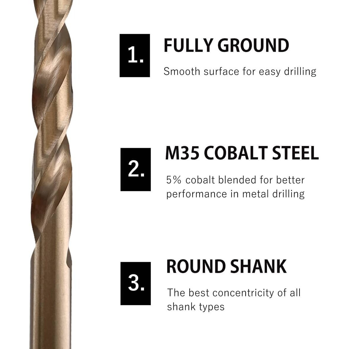 Hymnorq Metric M35 Cobalt Steel Extremely Heat Resistant Twist Drill Bits With Straight Shank Set Of 13Pcs To Cut Through Hard Metals Such As Stainless Steel And Cast Iron