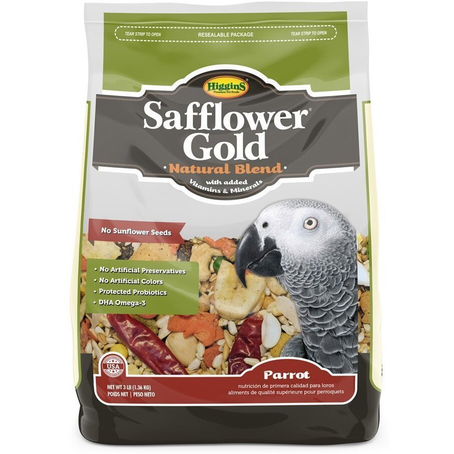 Higgins Safflower Gold Natural Food Mix For Parrots 3Lbs