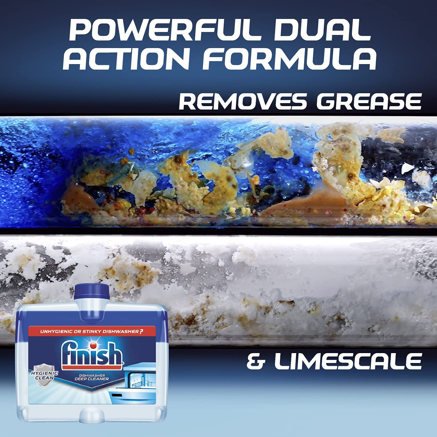 Finish Dual Action Dishwasher Cleaner Fight Grease & Limescale  Fresh 8.45 Oz (Pack Of 4)