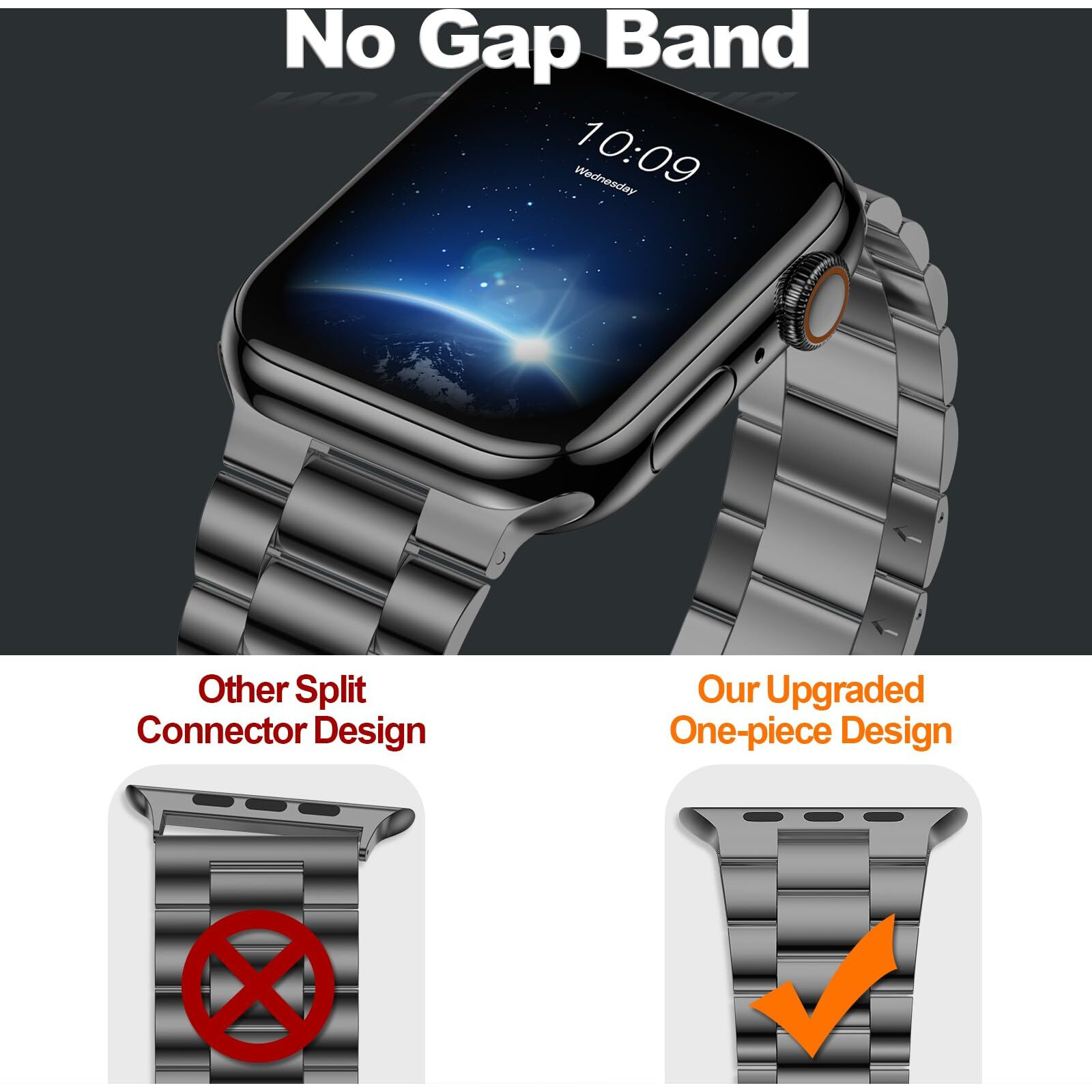 Iiteeology Lightweight Stainless Steel Band Designed For Apple Watch Ultra 2 & Ultra  Series 1-10  46Mm  45Mm  44Mm  42Mm  Replacement Iwatch Bands For Men & Women Space Gray