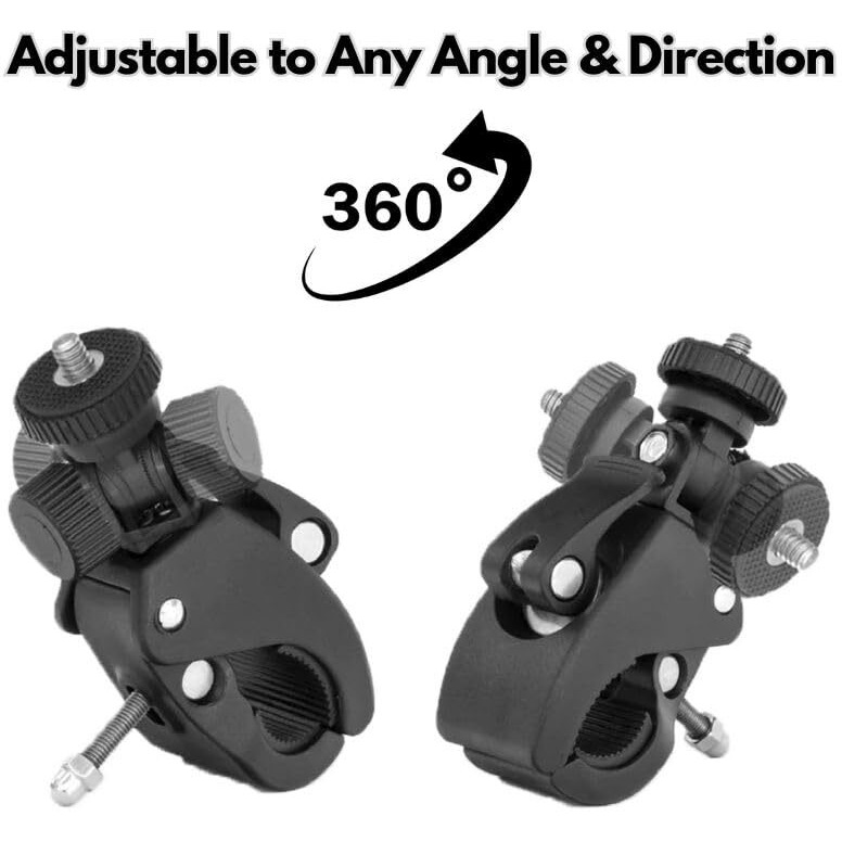 Grifiti Nootle Quick Release Pipe Clamp 1/4 20 Thread Camera & Nootle Mount For Tripod Music Microphone Pole Stands Any Pipe Bar 1.5 In Handlebar Motorcycles Bike Mount Threaded Ball Bracket Clamps