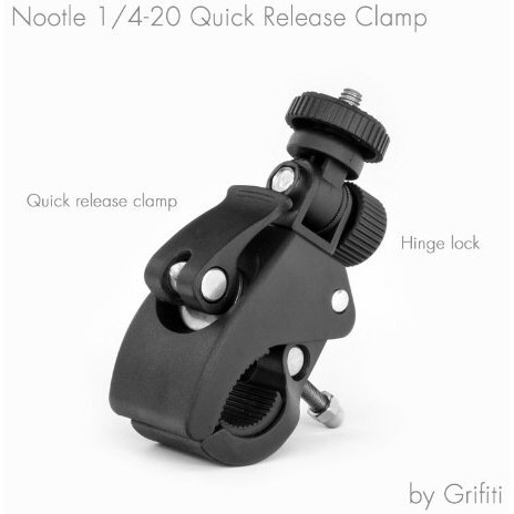 Grifiti Nootle Quick Release Pipe Clamp 1/4 20 Thread Camera & Nootle Mount For Tripod Music Microphone Pole Stands Any Pipe Bar 1.5 In Handlebar Motorcycles Bike Mount Threaded Ball Bracket Clamps