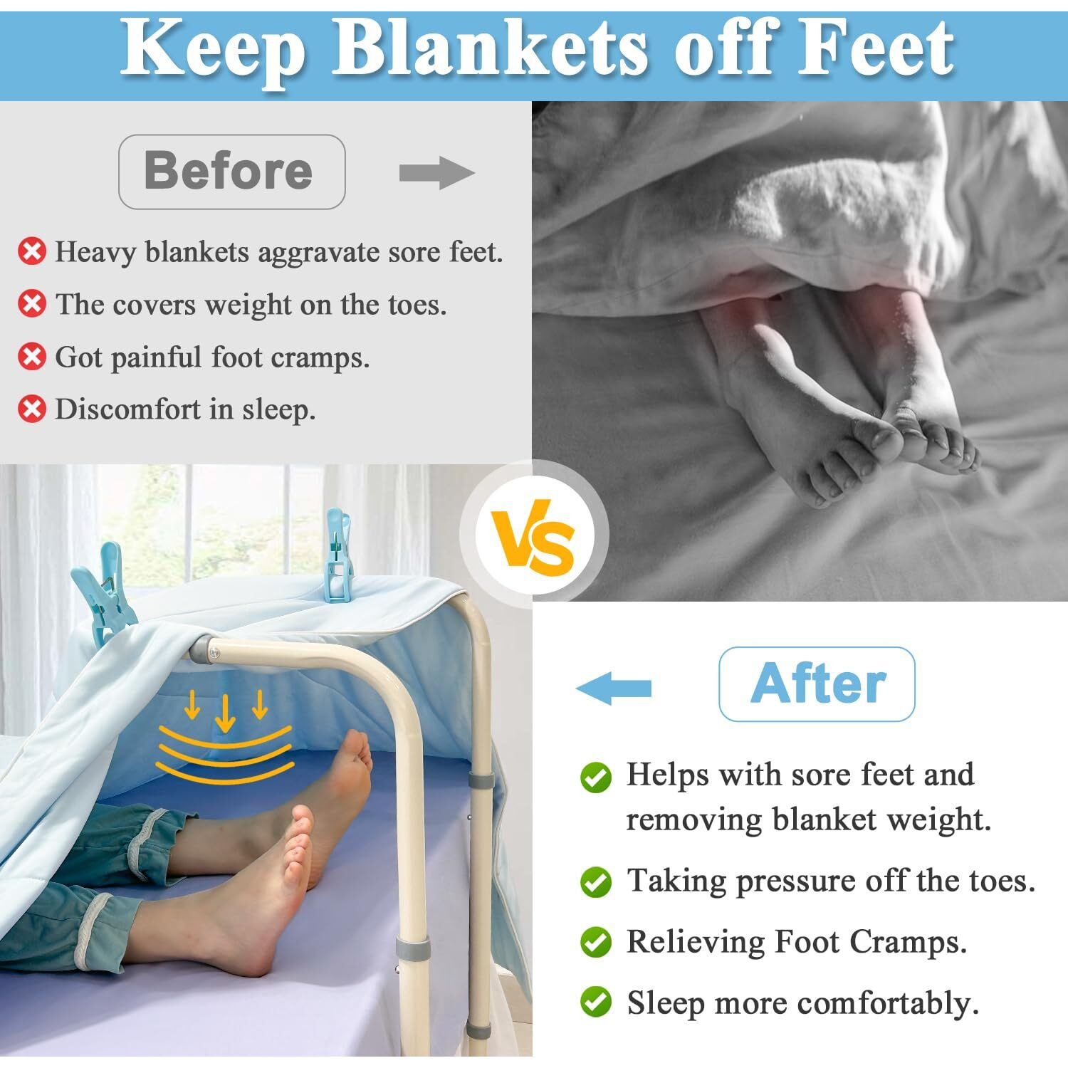 Blanket Lifter Foot Cradle Lift Bar For Feet Adjustable Blanket Support Lifters Holder Bed Foot Tent Blankets Riser Sheet Raiser Heavy Duty Steel Medical Accessories Leg Knee Ankle Surgery Recovery