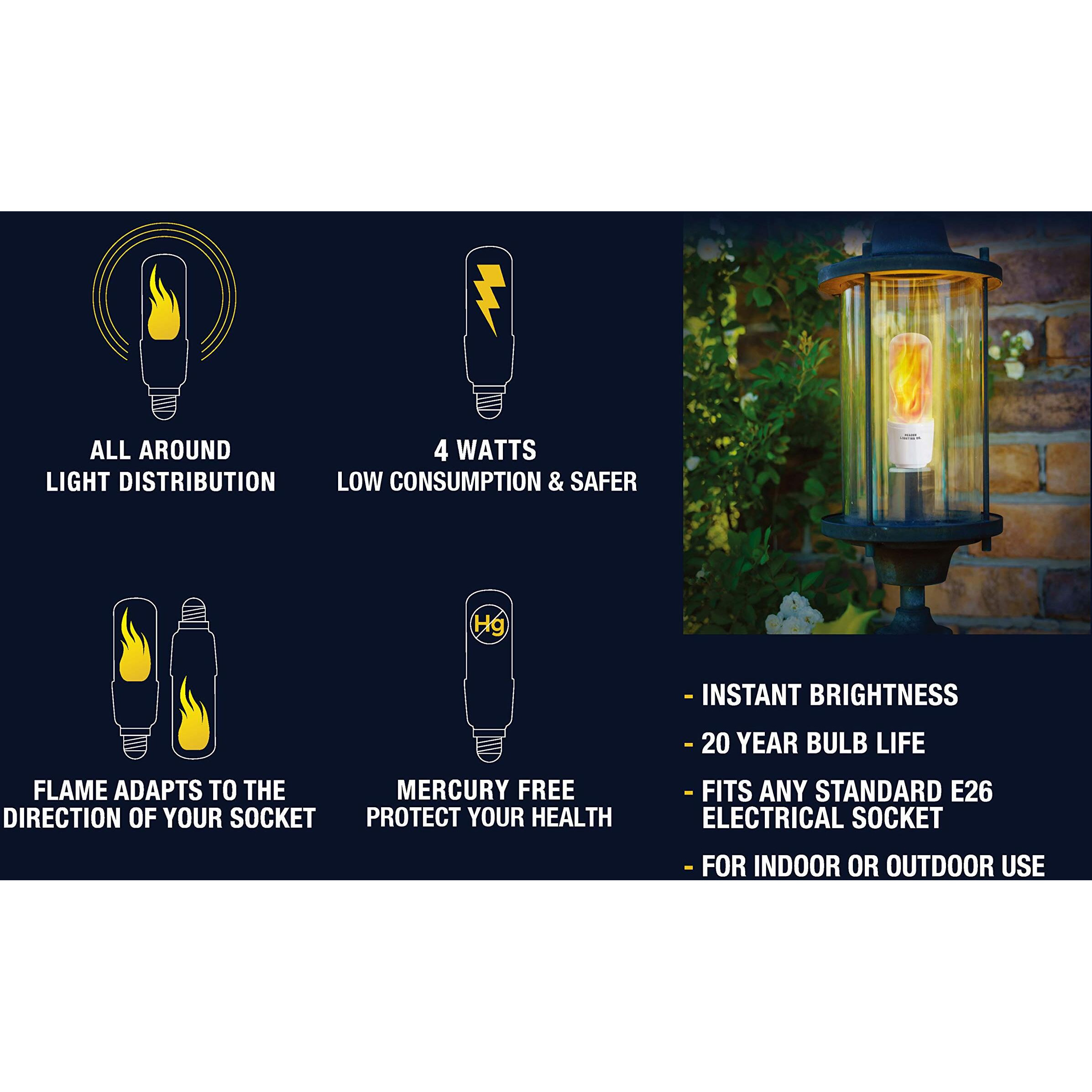 Hoogalife Led Flame Effect Light Bulbs - E26 Led Bulb With Gravity Sensor Flame Night Bulb For Holiday Gifts Home Hotel Bar Party Decoration (2 Pack)
