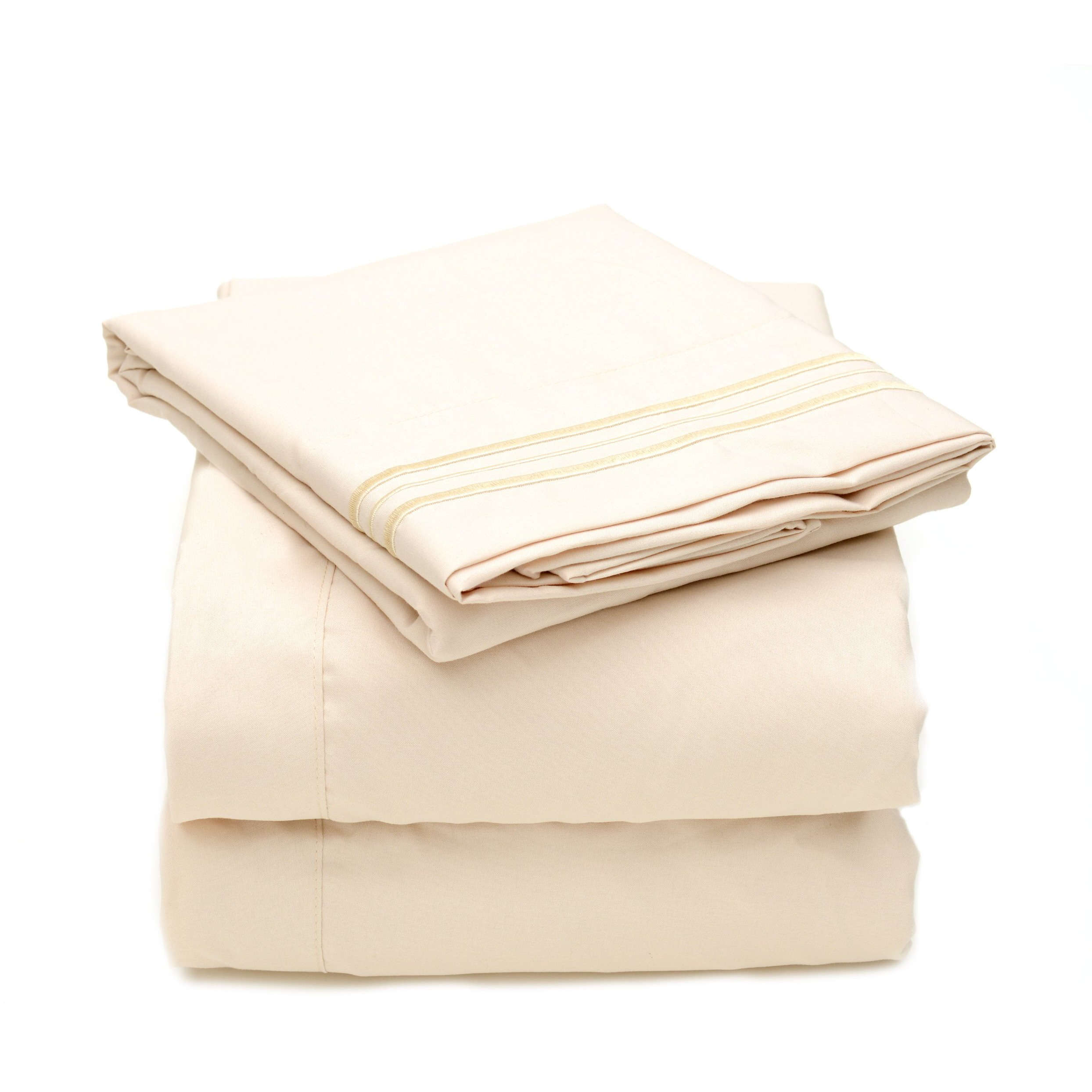 Sweet Home Collection 4 Piece 2000 12 Colors Collection Egyptian Quality Deep Pocket Bed Sheet Set  Queen  Beige