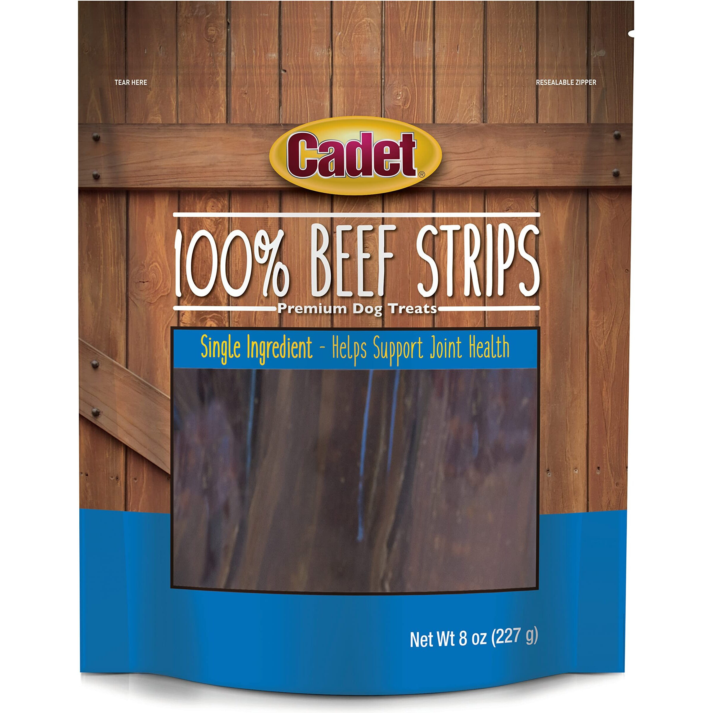 Cadet 100% Beef Strips Dog Treats - Long-Lasting  Healthy & Natural Beef Esophagus Treats For Small & Large Dogs - Low Calorie & High Protein Dog Chews (8 Oz.)
