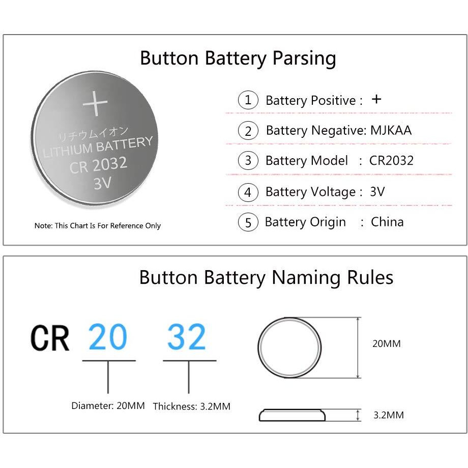 Mjkaa Cr2032 3V 2032 Lithium Button Cell Battery (50 Count)
