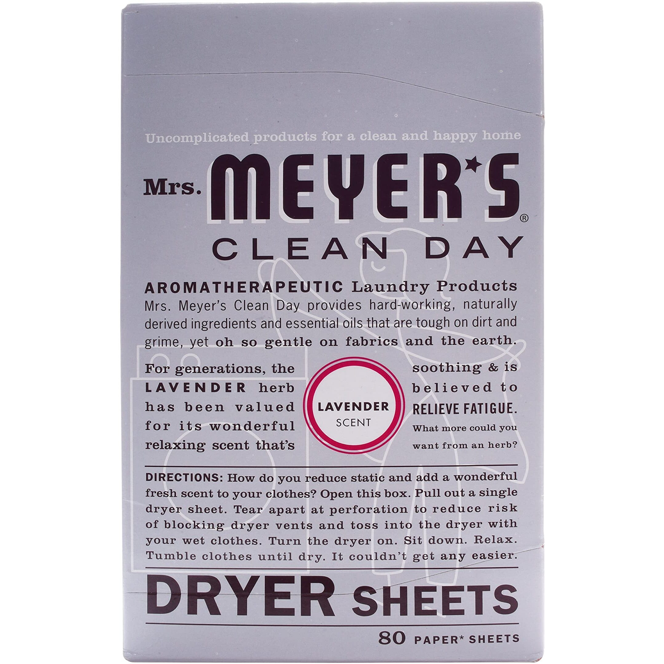Mrs. Meyer's Clean Day Dryer Sheets Lavender  80 Count (Pack Of 2)