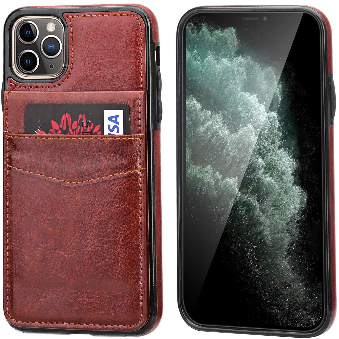 Kihuwey Iphone 11 Pro Max Case Wallet With Credit Card Holder  Premium Leather Magnetic Clasp Kickstand Heavy Duty Protective Cover For 11 Pro Max 6.5 Inch(Brown)