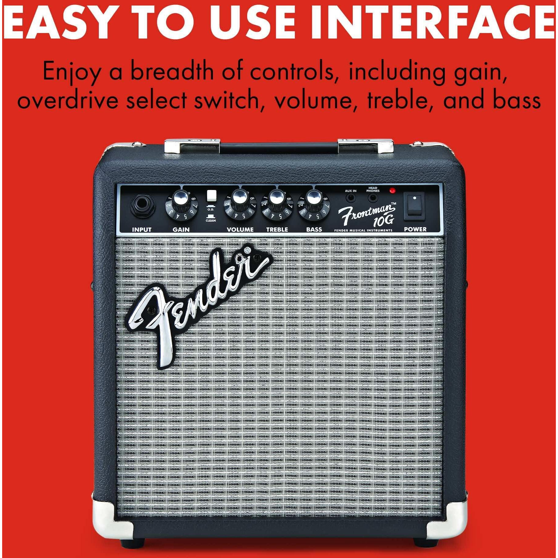 Fender Frontman 10G Guitar Amp  10 Watts  With 2-Year Warranty  6 Inch Fender Special Design Speaker  5.75Dx10.25Wx11H Inches