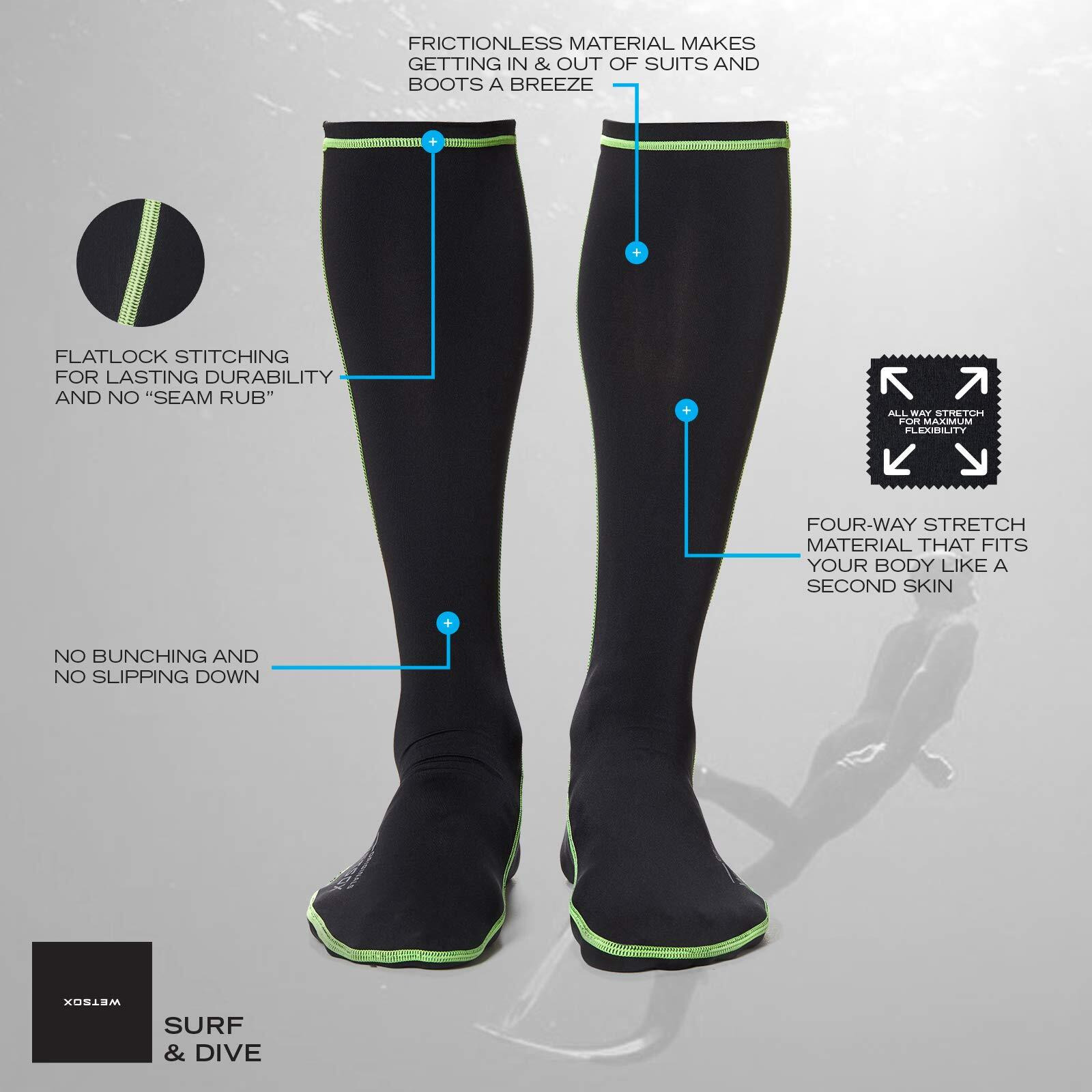 Wetsox Frictionless Wetsuit Boot Socks Slip Easily In/Out Of Gear (Black  Medium)