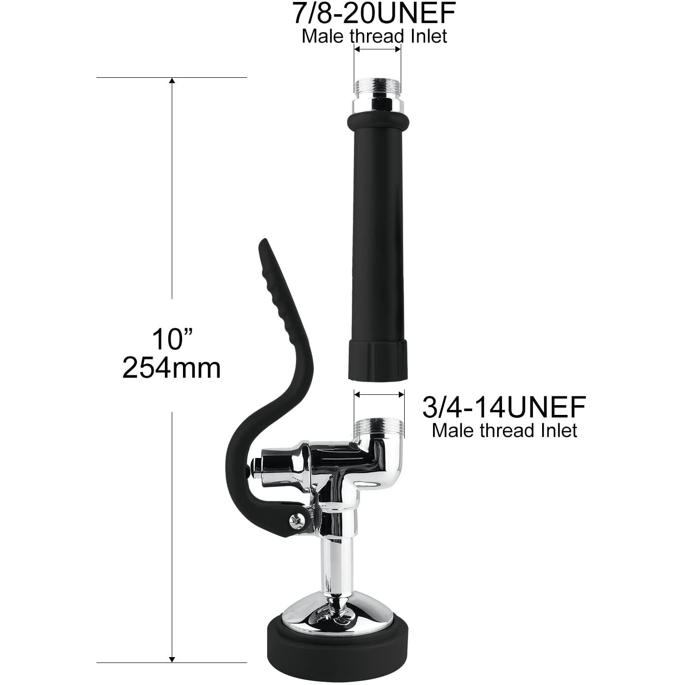 Mstjry Commercial Sink Sprayer Pre Rinse Sprayer Valve With Handle Grip Assembly 1.42 Gpm High Pressured Commercial Dish Sprayer For Replacement Kit Of Commercial Faucet  Polished Chrome Black