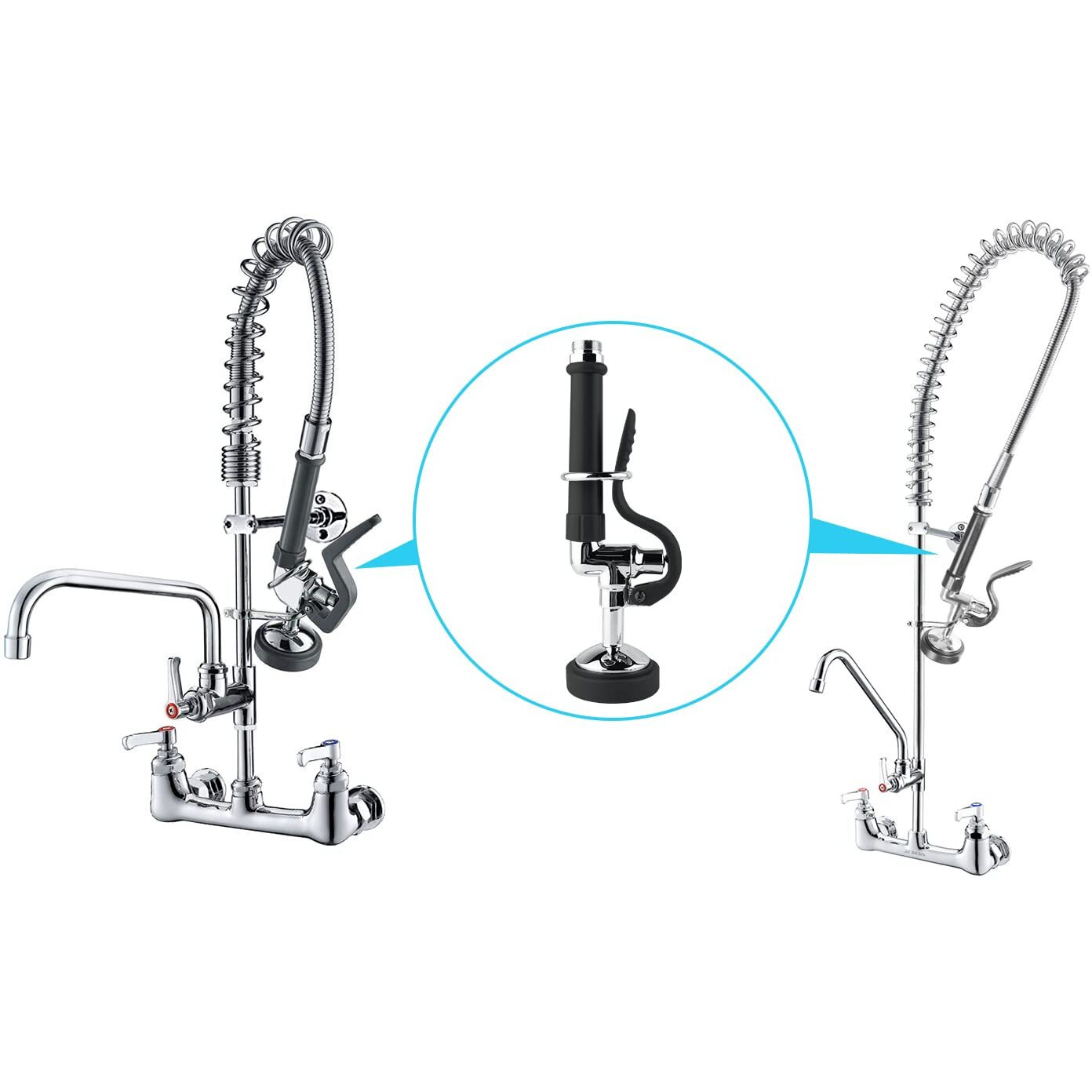 Mstjry Commercial Sink Sprayer Pre Rinse Sprayer Valve With Handle Grip Assembly 1.42 Gpm High Pressured Commercial Dish Sprayer For Replacement Kit Of Commercial Faucet  Polished Chrome Black