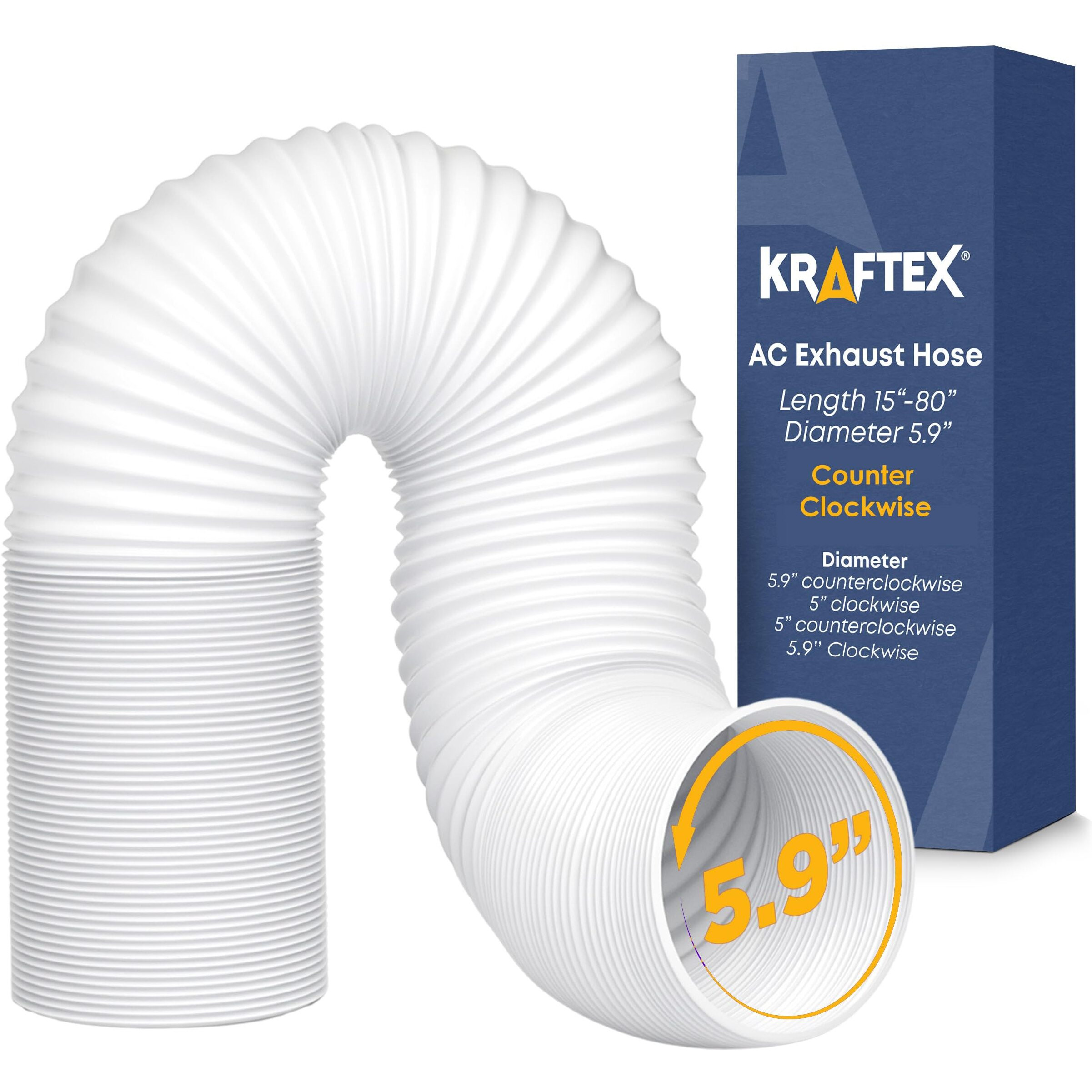 Portable Air Conditioner Hose - Ac Hose With 5.9"" Diameter  Anti-Clockwise Thread  Length Up To 80"" - Exhaust Hose For Portable Air Conditioner Vent Compatible With Delonghi & Lg Air Conditioner Parts
