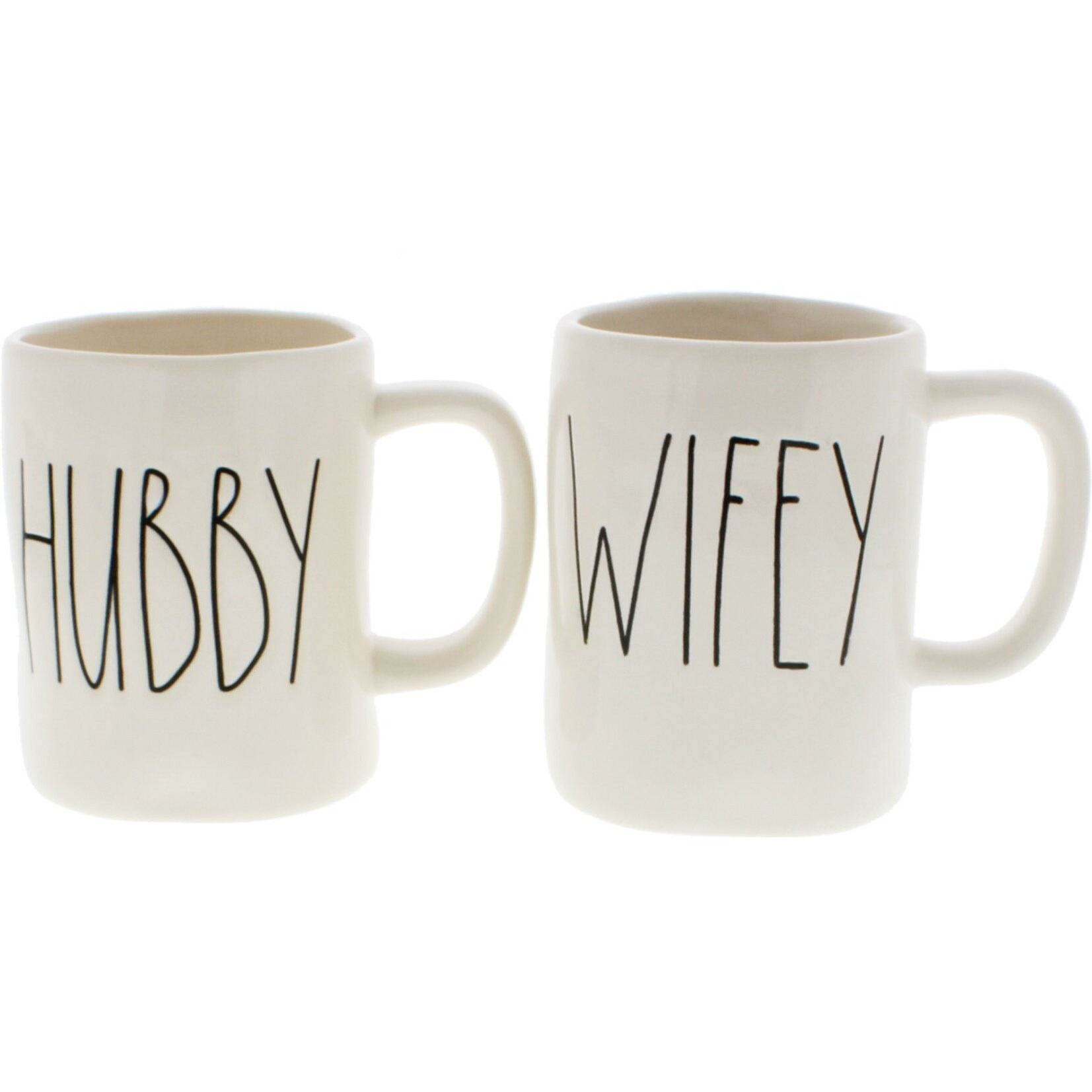 Rae Dunn By Magenta Hubby And Wifey Large Letters Coffee Mug Set