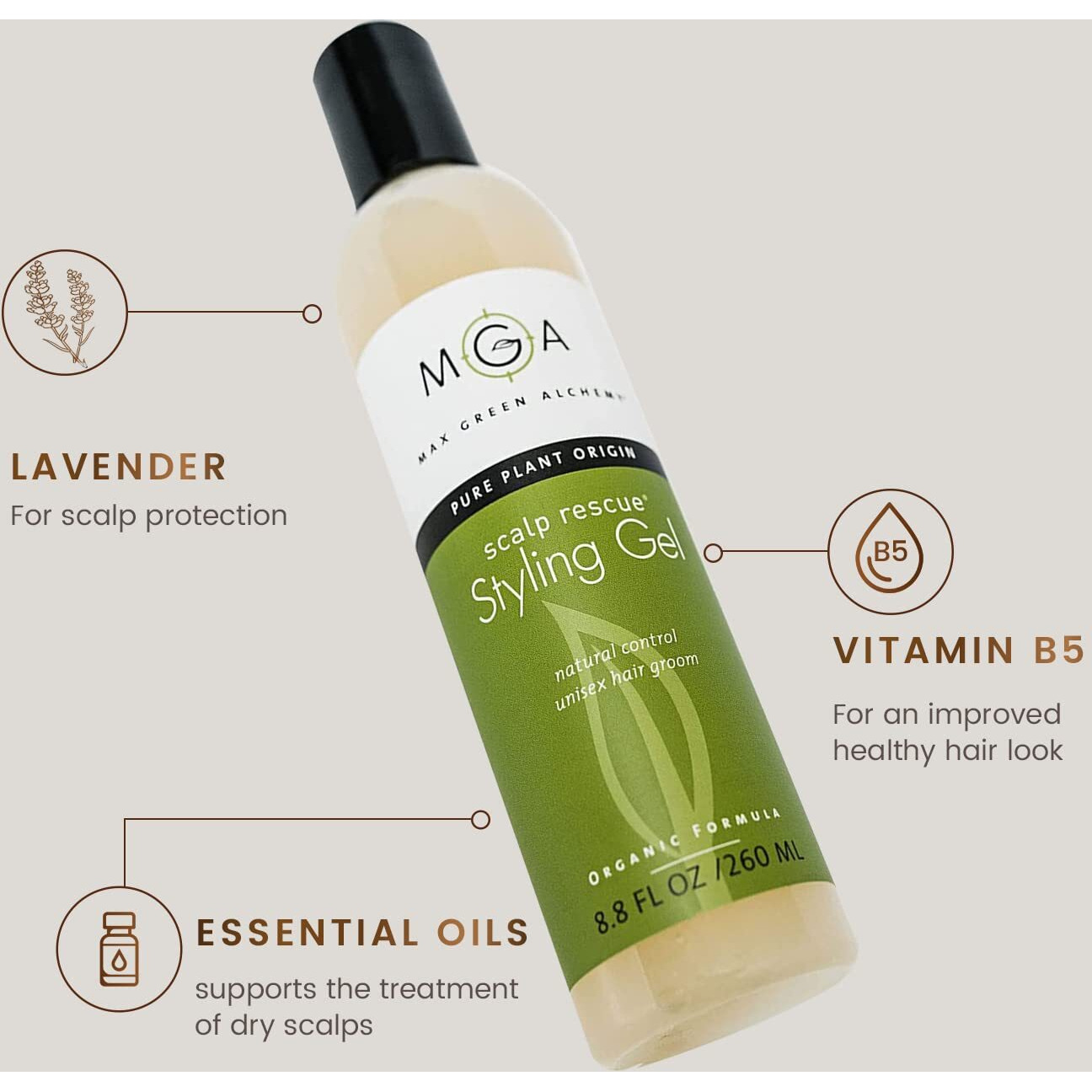 Scalp Rescue Styling Gel  Organic Unisex Formula Controls Frizz And Fly Away Hair  Curly Hair Community Favorite Gives Flexible Natural Hold  Fights Humidity  Alcohol Free & Water Based | 8.8 Fl Oz