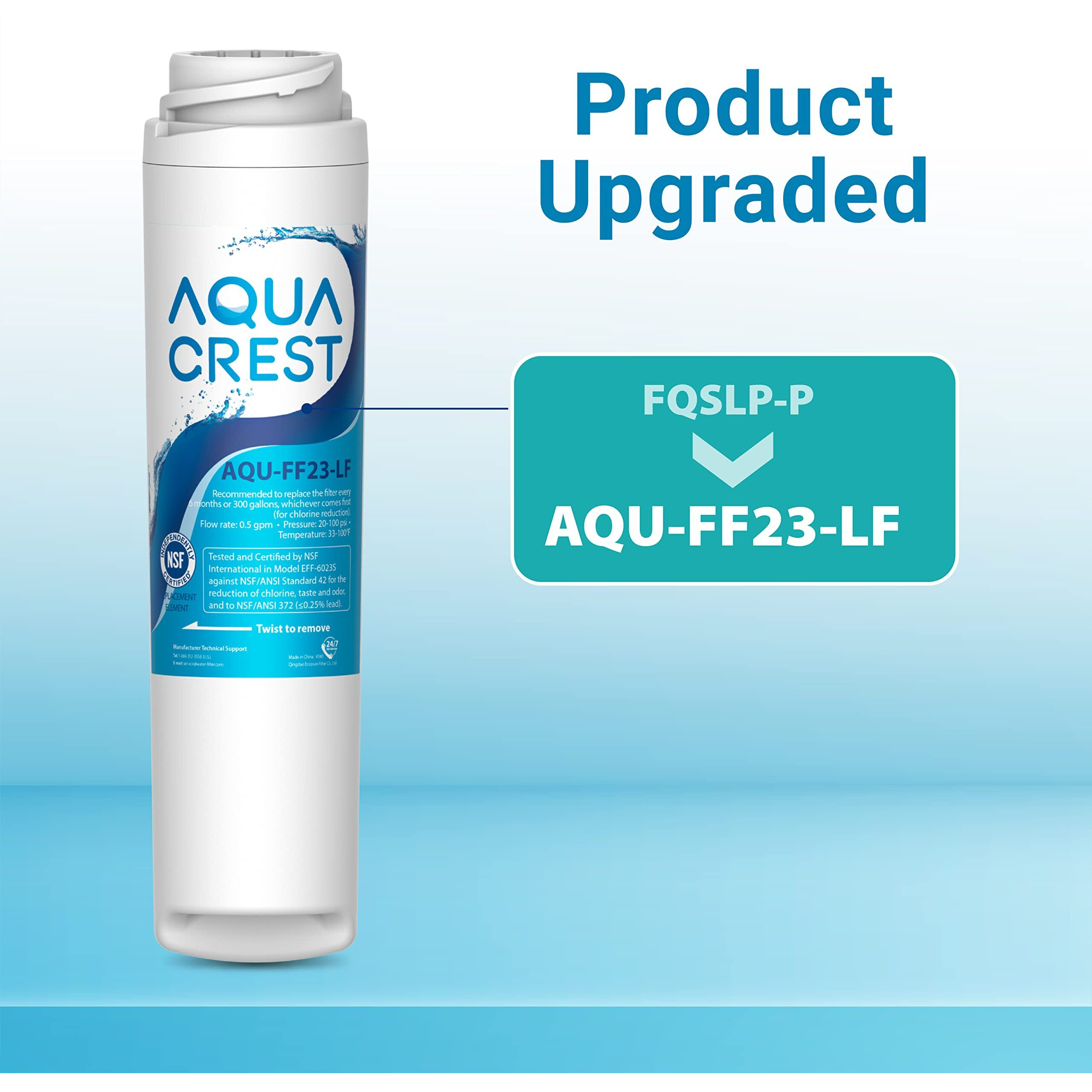 Aqua Crest Fqslf  Fqsvf Under Sink Water Filter  Replacement For Ge Fqslf  Fqsvf  Fqsvn  Fqropf  Gxsv65R Undersink Water Filter  Nsf 42 Certified (2 Pack)  Model No.Aqu-Ff23-Lf