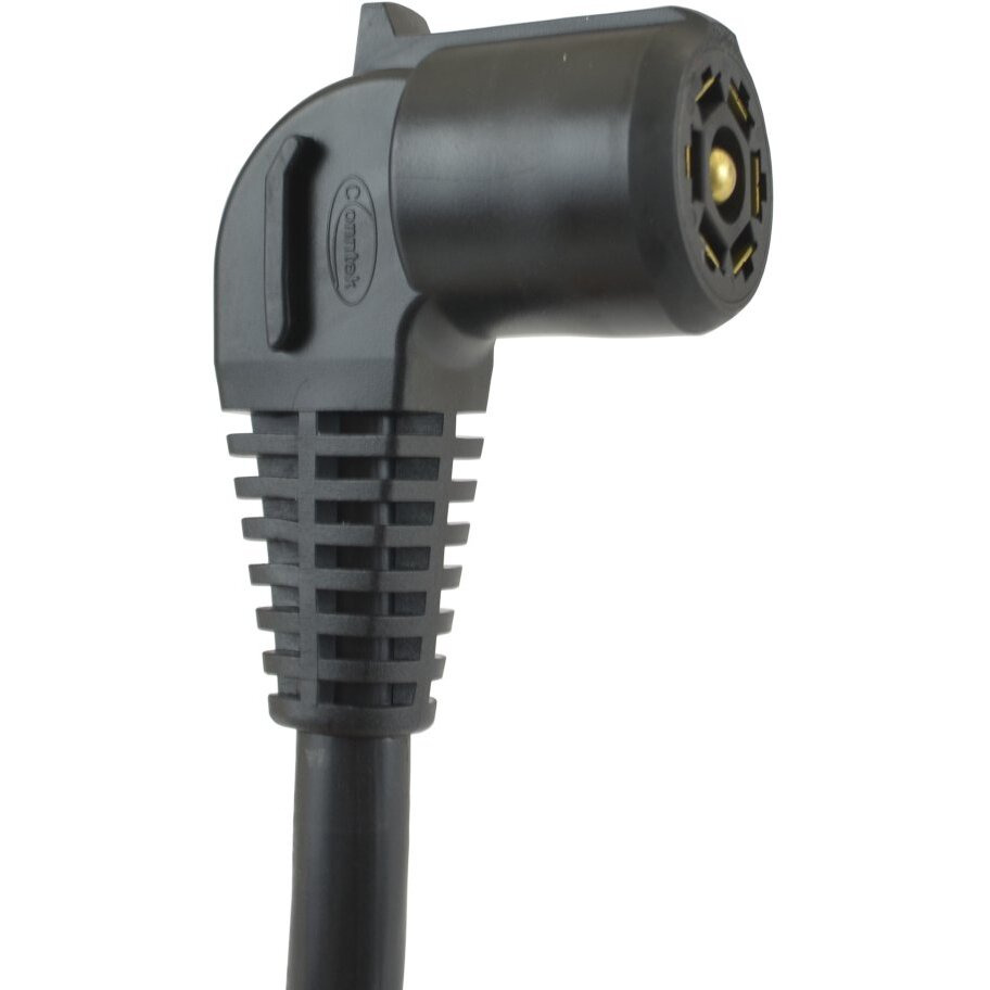 Conntek 11110-024Ex 7-Way Travel Trailer Extension Cord With Elbow Plug (2-Feet)  Black