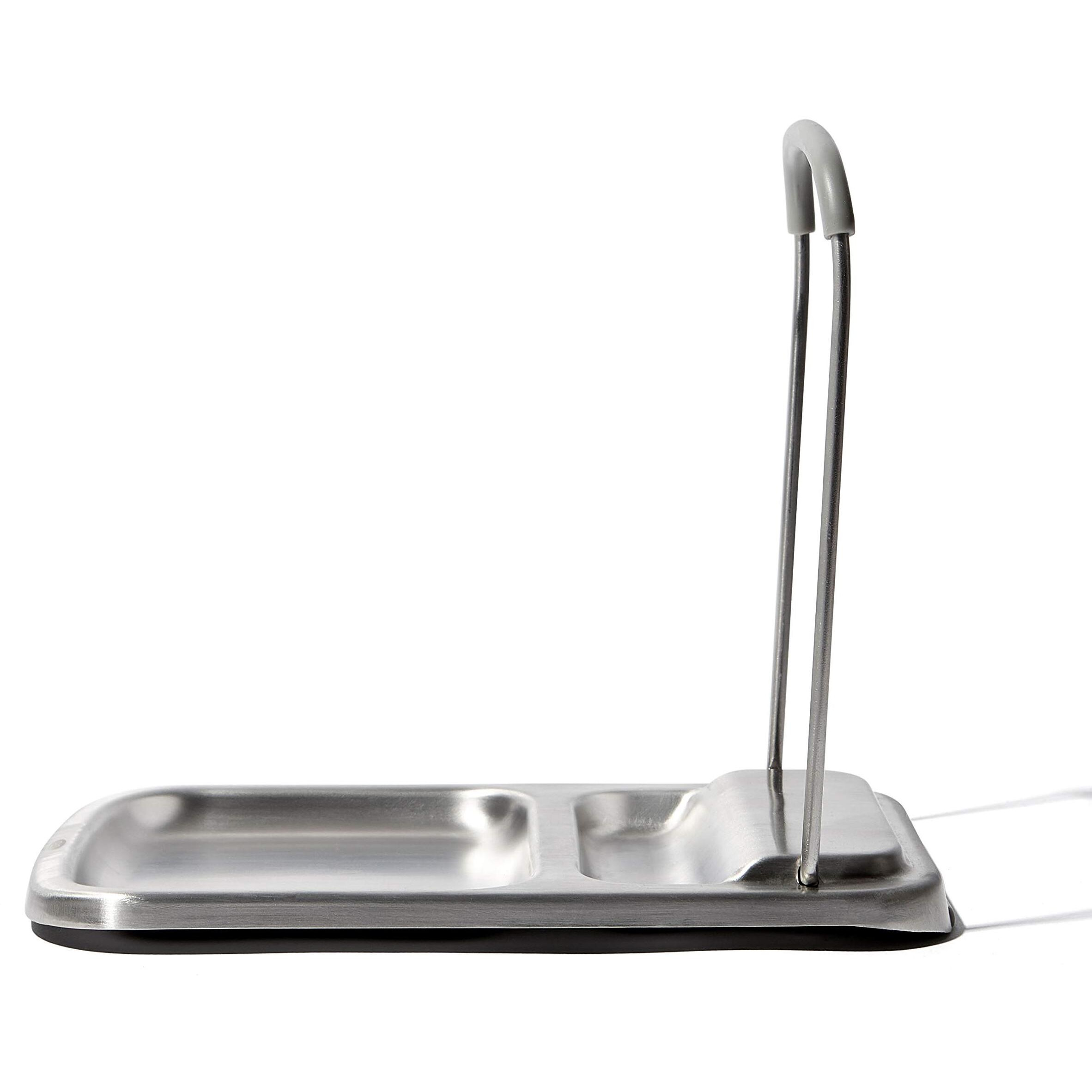Oxo Spoon Rest With Lid Holder  3X4X1In  Stainless Steel