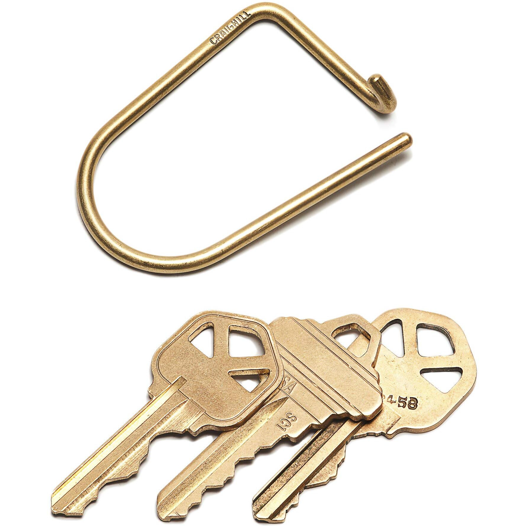 Craighill Wilson Brass Keyring - 2  Carabiner Keychain Clip  Modern Minimalist Key Ring For Car Keys  Heavy Duty  Lightweight  D Ring Key Organizer