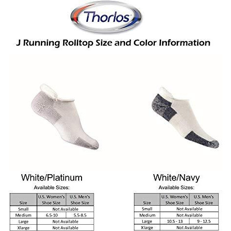 Thorlos J Max Cushion Running Rolltop Socks (3 Pairs) White  Medium