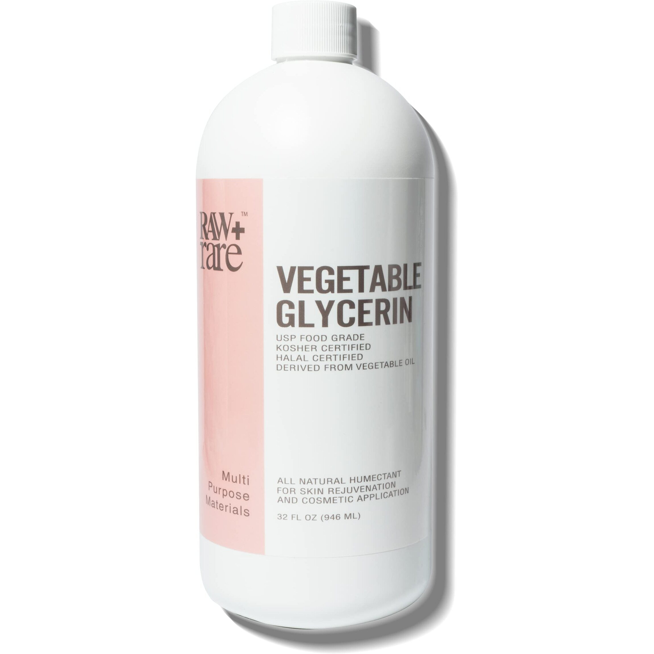 Raw Plus Rare Vegetable Glycerin/Glycerine Quart (32 Fl. Oz.)  Natural Pure Usp Food Grade/Cosmetic Grade  For Skin  Hair  Crafts  Soap Base Oil - Kosher  Halal And Pharmaceutical