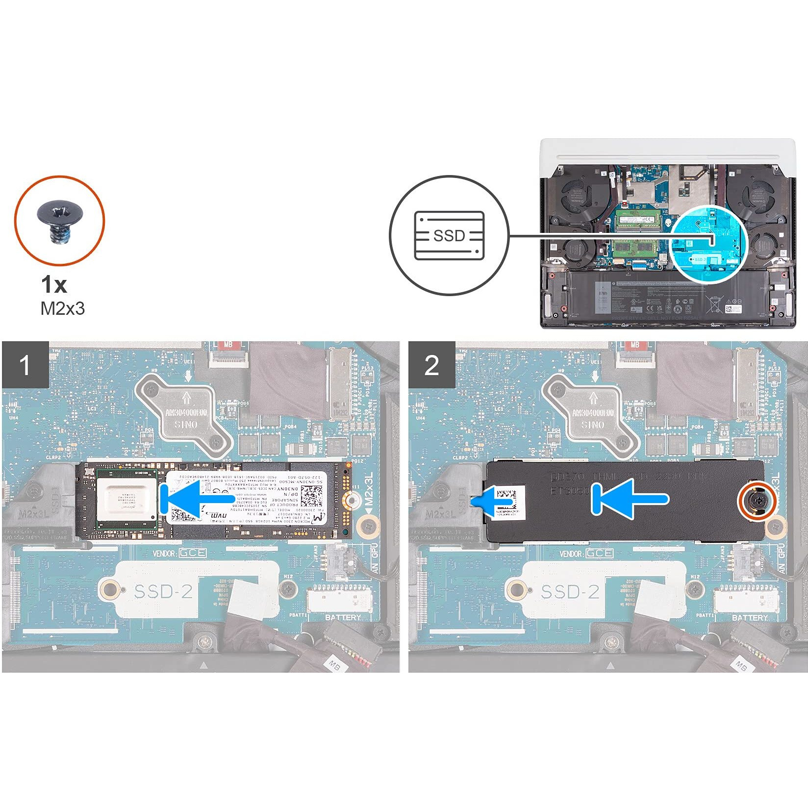 Deal4Go Slot 1/ Slot 2 2280 M.2 Ssd Heatsink Cover Plate C99Km 0C99Km Thermal Shield For Dell Alienware X17 R1 Gaming Laptop  Black