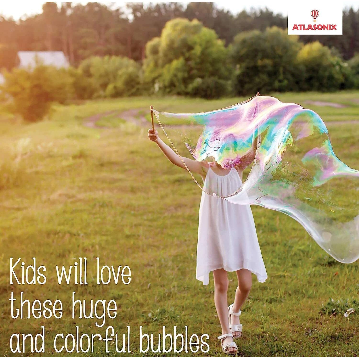 Bubbles Mix Solution For Huge Bubbles 7 Gallons Non Toxic Powder Concentrate Refill For Big Bubble Wands/Machines Safe For Kids And Pets Edible - Summer Outdoor Birthday Fun Party Activity