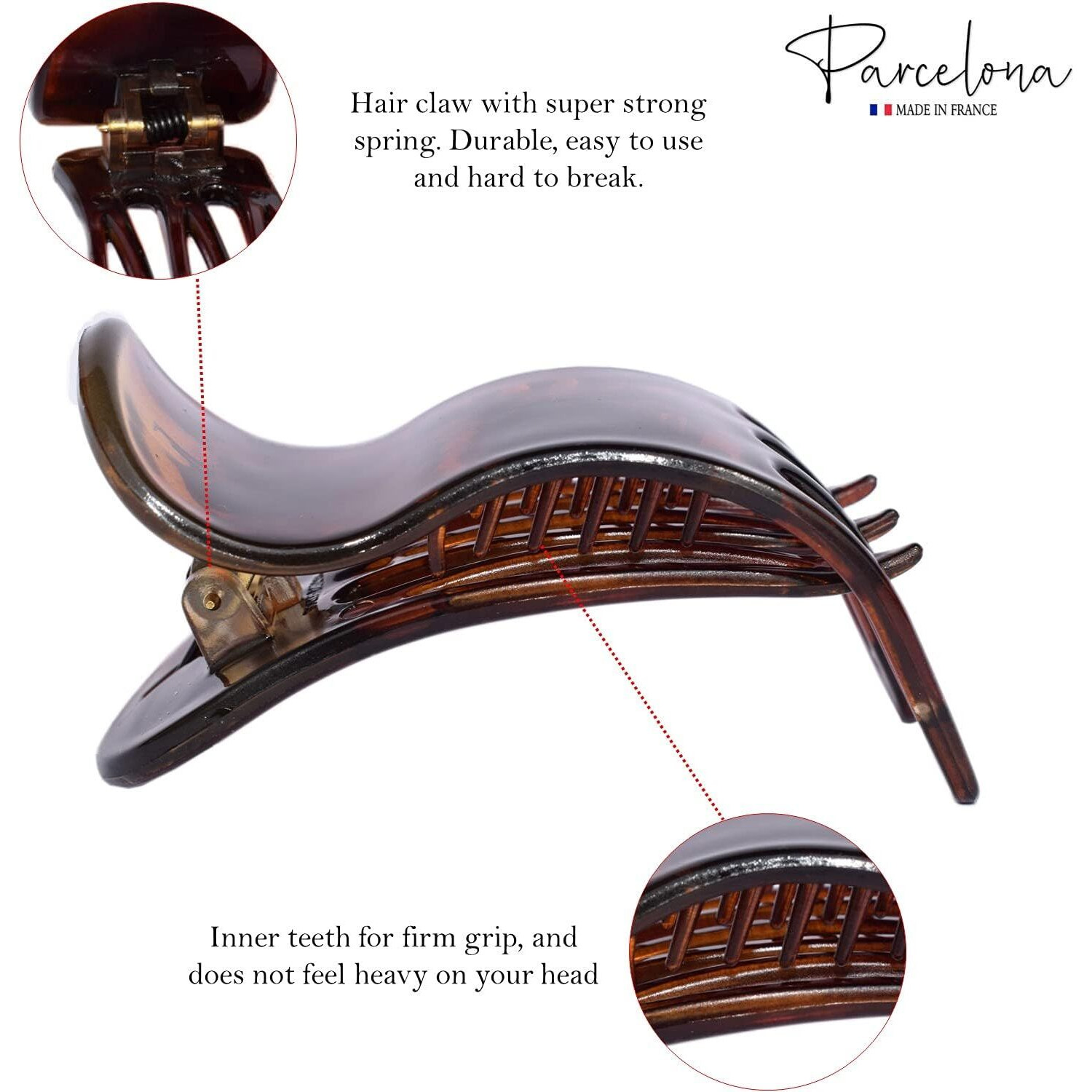 Parcelona French Simply Bear Paw Tortoise Shell Celluloid Medium Side Slide In Jaw Yoga Hair Claw Clip For Fine Hair