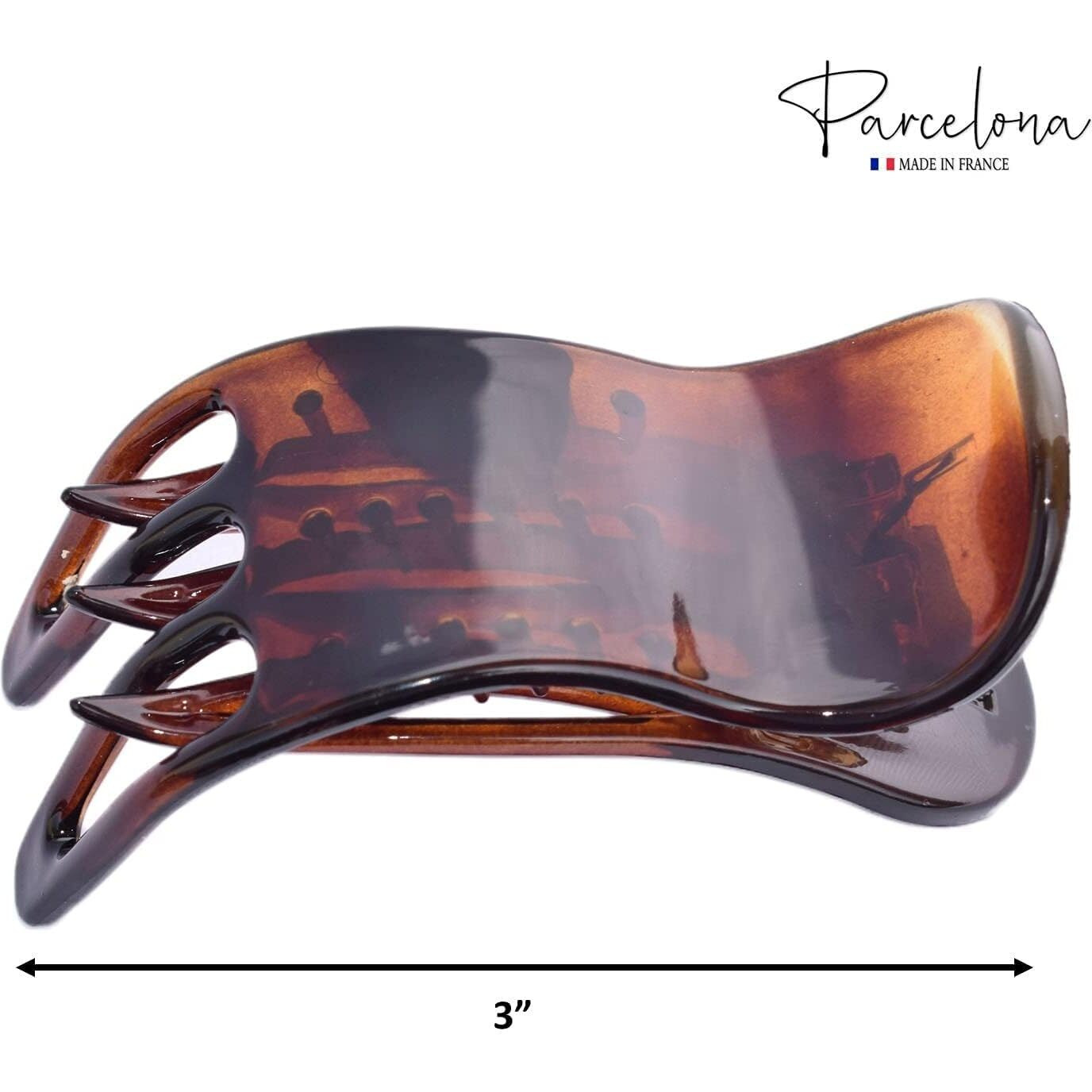 Parcelona French Simply Bear Paw Tortoise Shell Celluloid Medium Side Slide In Jaw Yoga Hair Claw Clip For Fine Hair