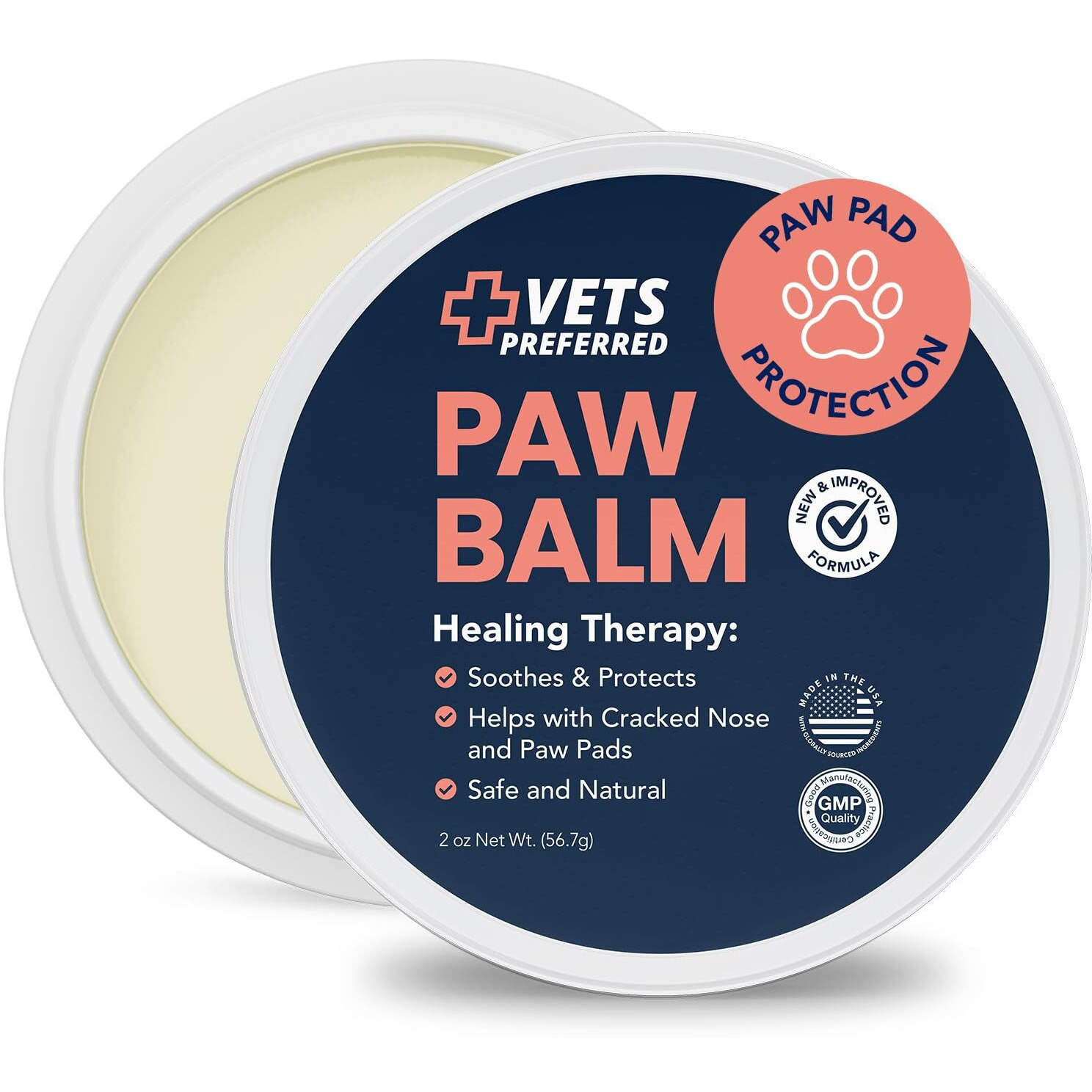 Vets Preferred Paw Balm Pad Protector For Dogs - Dog Paw Balm Soother - Heals  Repairs And Moisturizes Dry Noses And Paws - Ideal For Extreme Weather Season Conditions - 2 Oz