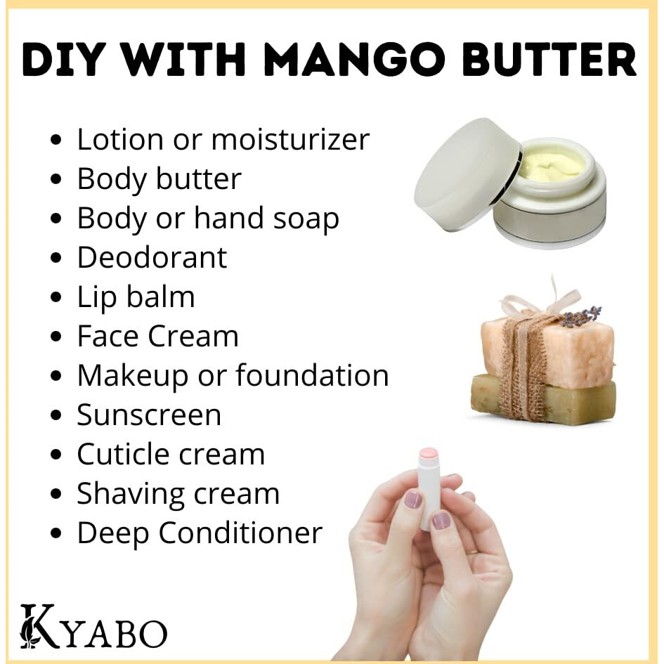 Kyabo 3Lbs Mango Butter Premium Organic Unrefined Raw Virgin 100% Pure Cold Press Grade A Non Gmo 100% Natural For Skin Bodycare Beauty Moisturizer Diy For Body Butters  Soap Making Lotions  Creams