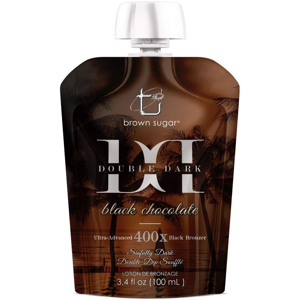 Brown Sugar Ultra Advanced 400X Double Dark Black Chocolate Bronzer 3.4 Ounce Indoor Tanning Lotion Portable Travel Pouch