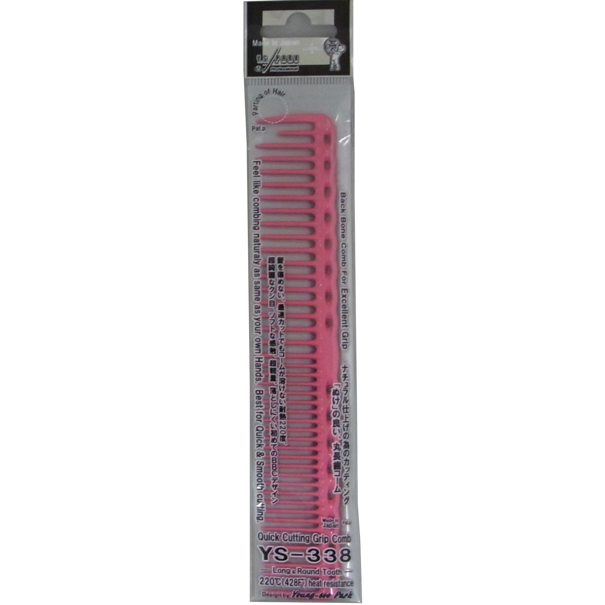 Ys Park 338 Long And Round Tooth Quick Cutting Grip Comb - Pink