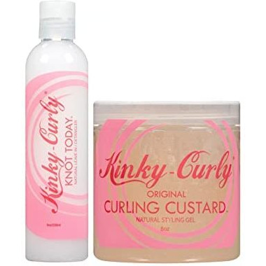 Kinky Curly Knot Today Leave In Conditioner/Detangler 8 Oz + Curl Custard Gel 8 Oz