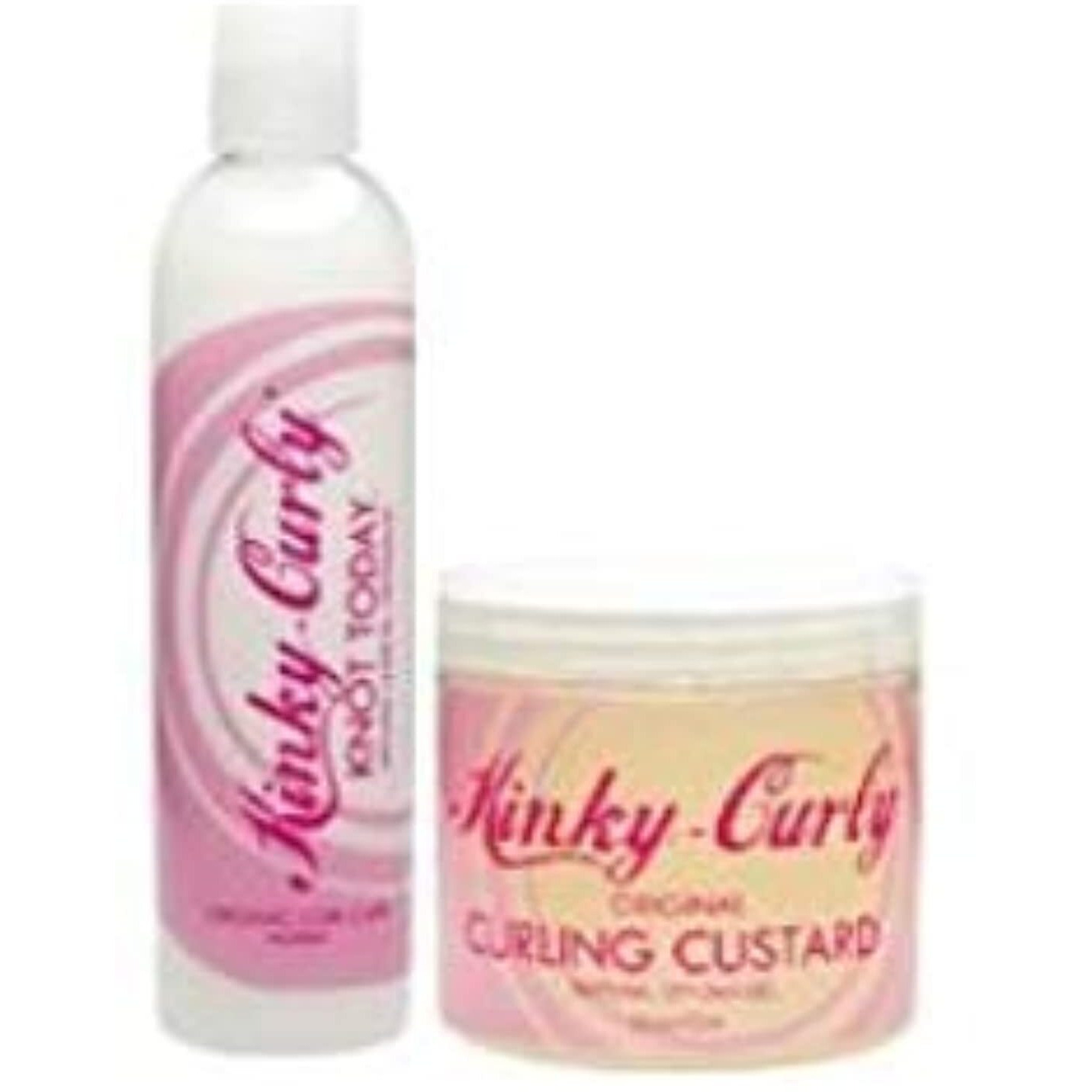 Kinky Curly Knot Today Leave In Conditioner/Detangler 8 Oz + Curl Custard Gel 8 Oz